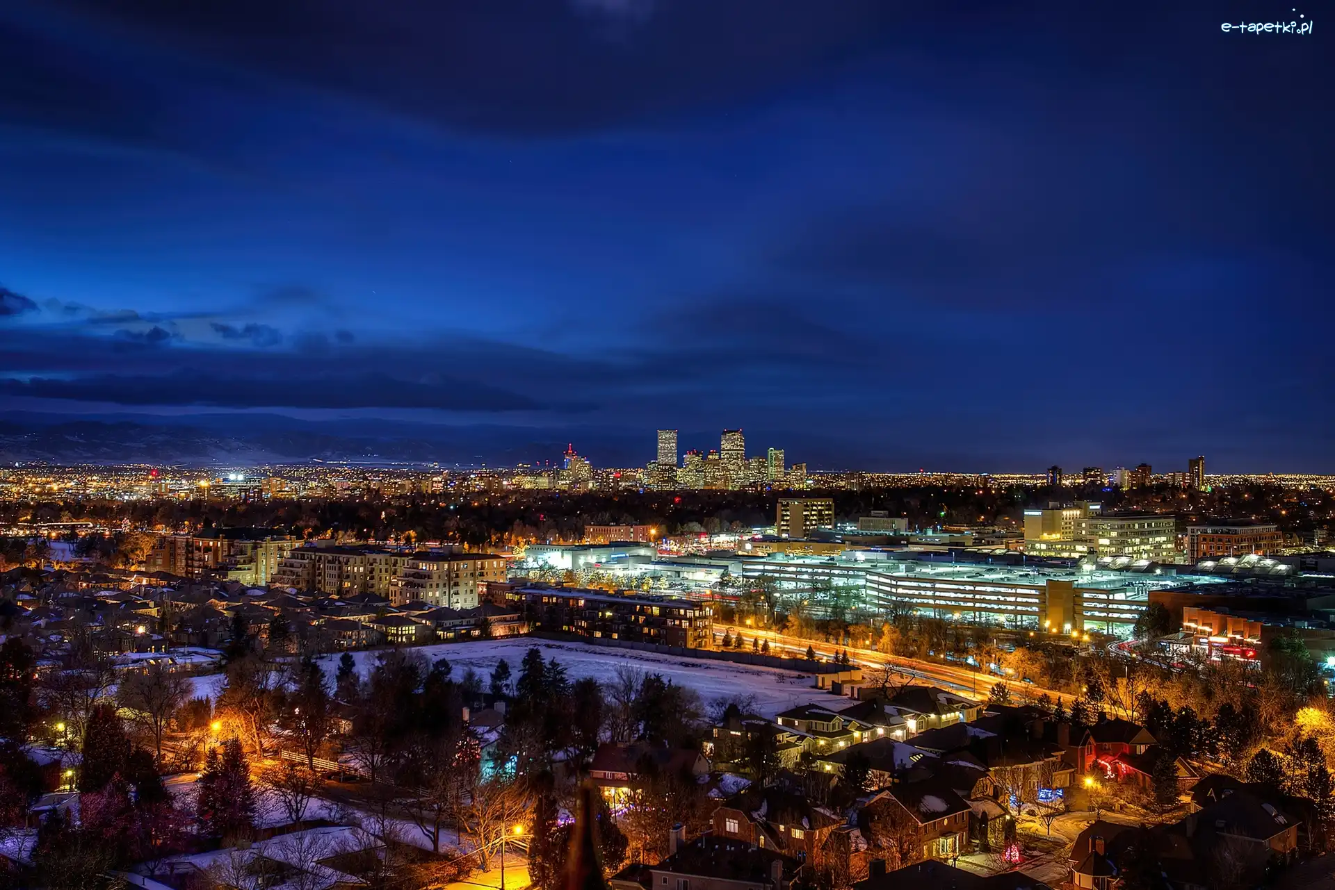 Nocą, Światła, Panorama, Miasto