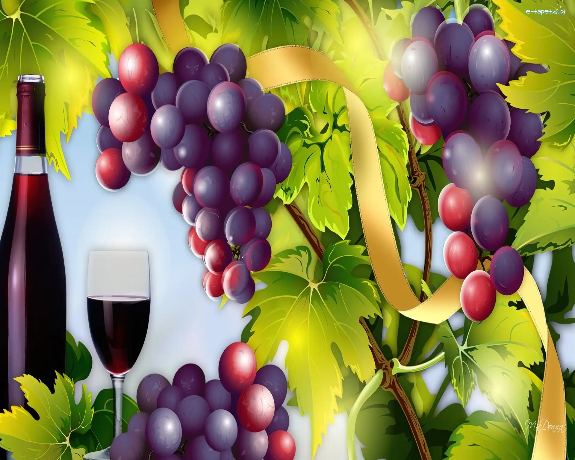 Winogrona, Komputerowa, Grafika, Wino