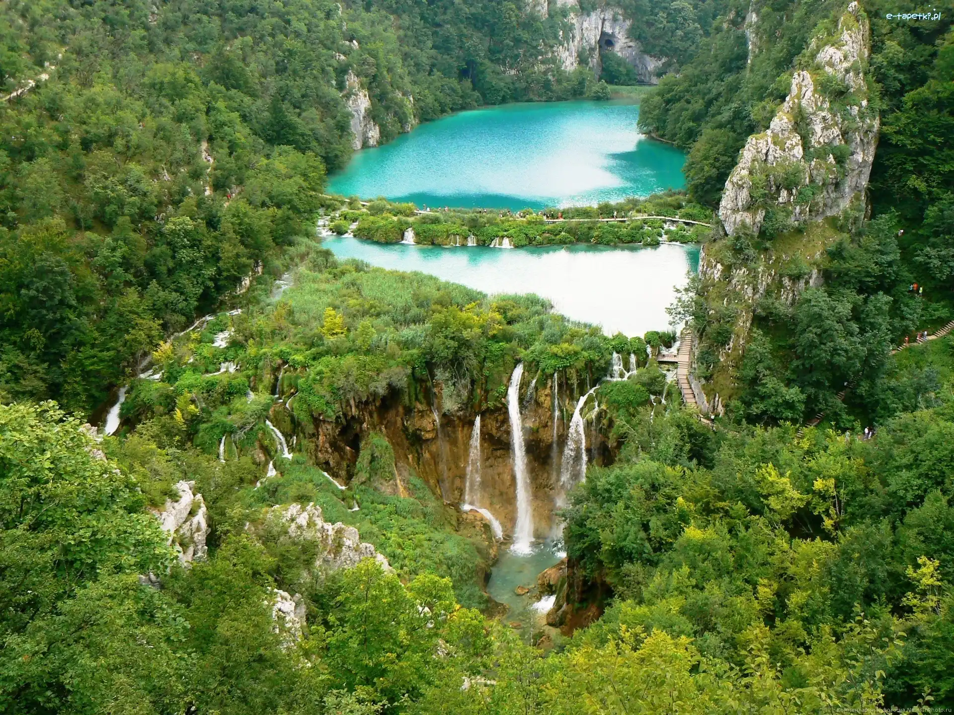 Drzewa, Chorwacja, Plitvice, Wodospad