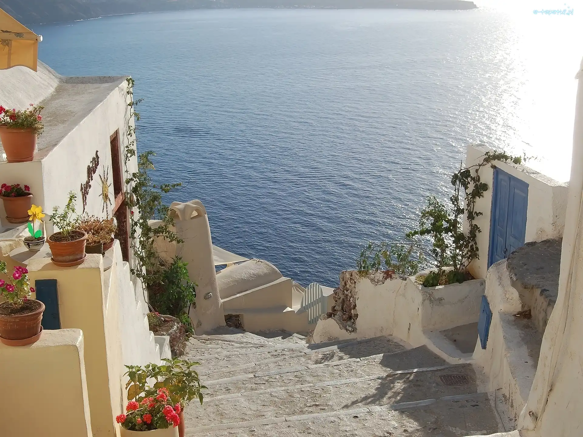 Grecja, Morze, Schody, Santorini