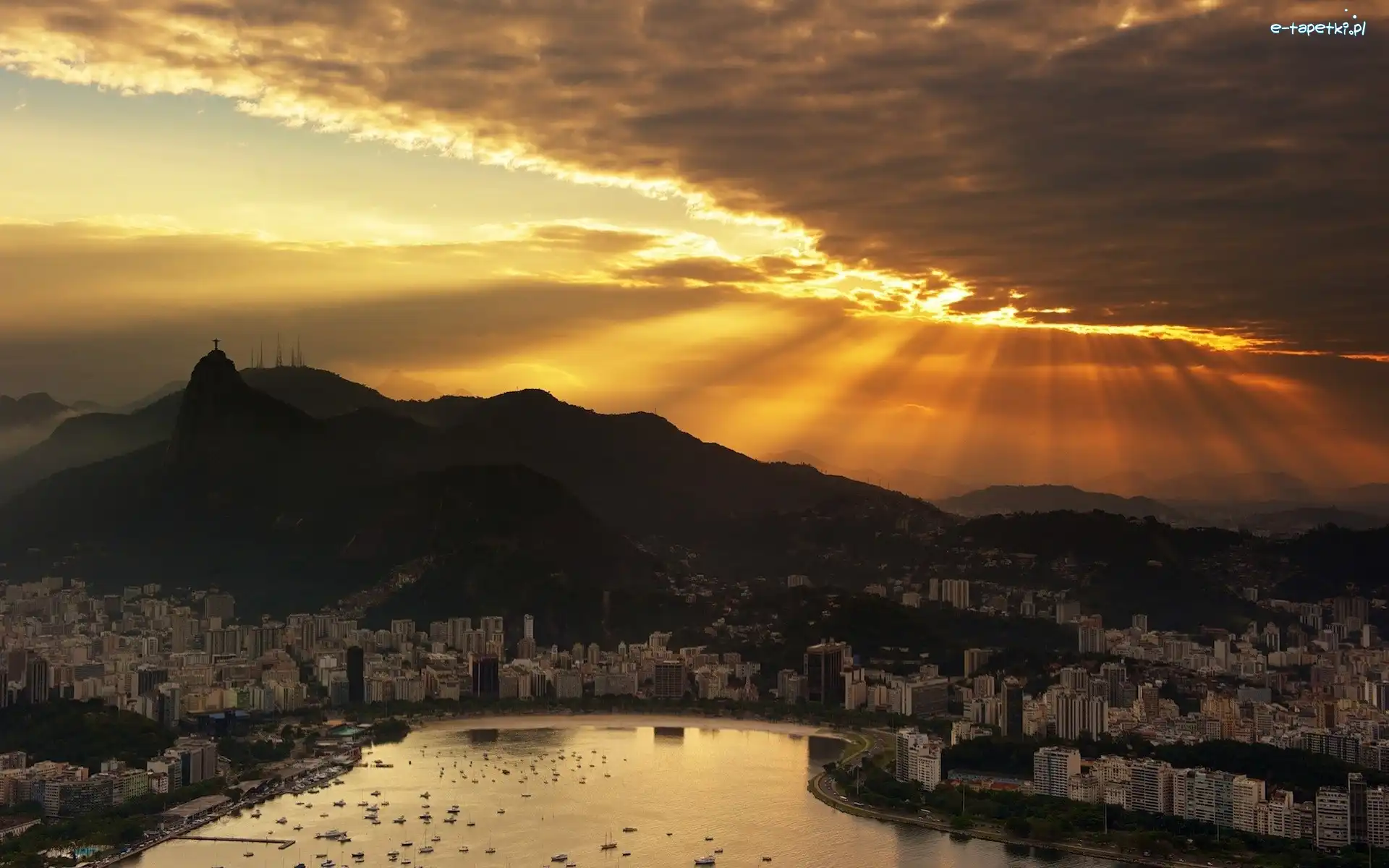 Rio de Janeiro, Zachód, Brazylia, Promienie, Słońca