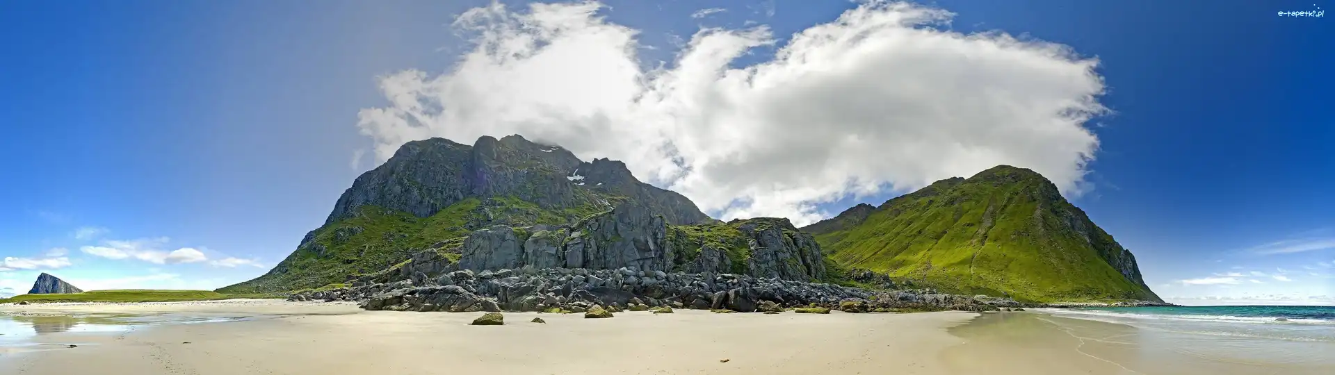 Chmury, Plaża, Skały