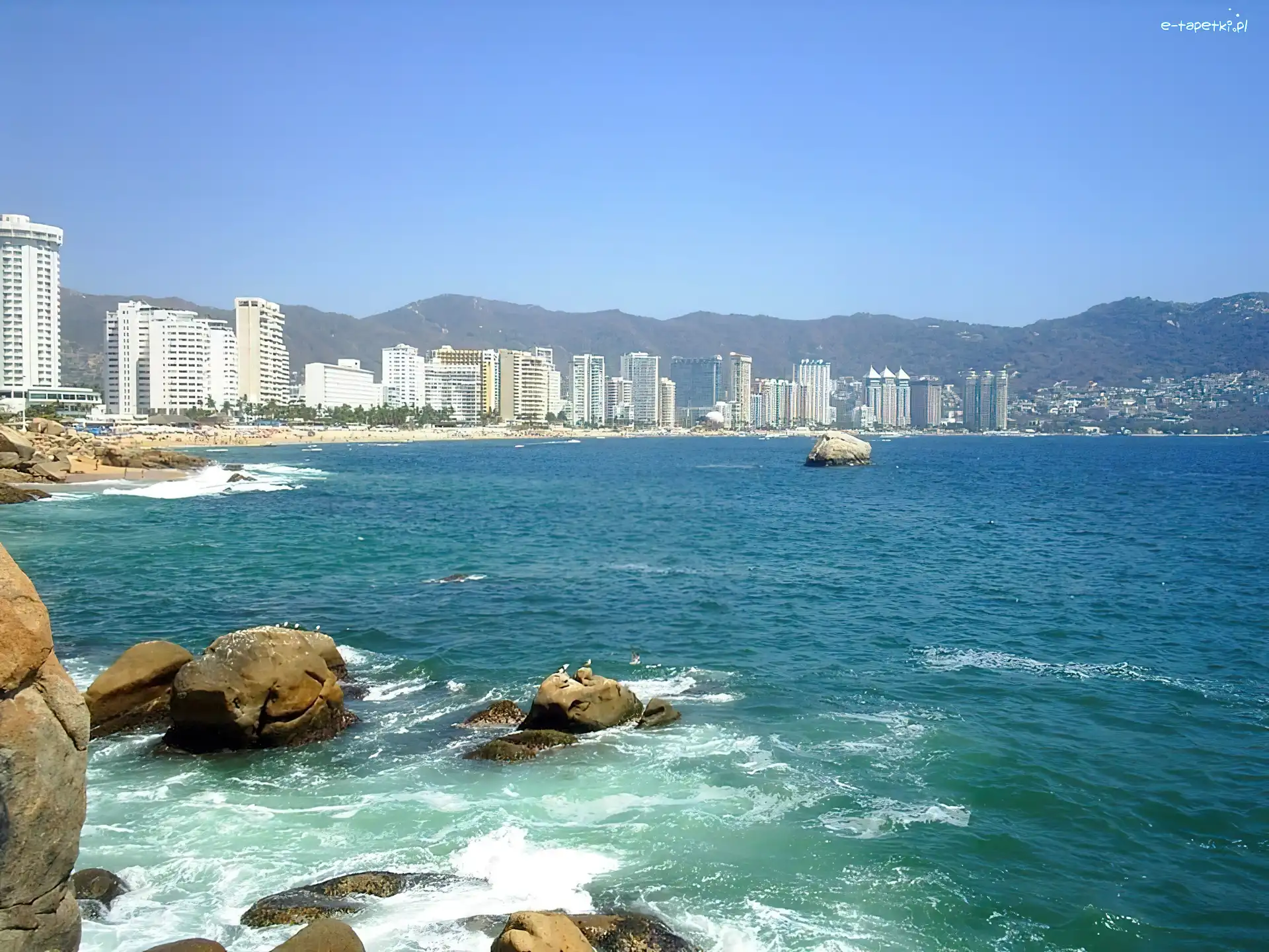 Acapulco, Woda, Meksyk, Wieżowce, Kamienie