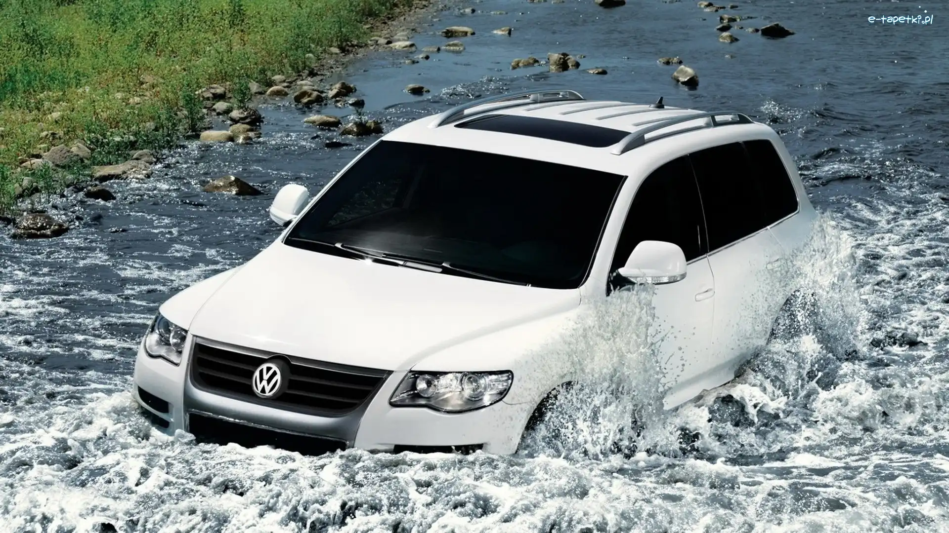 Przeprawa, Volkswagen Tiguan, Biały, Rzeka