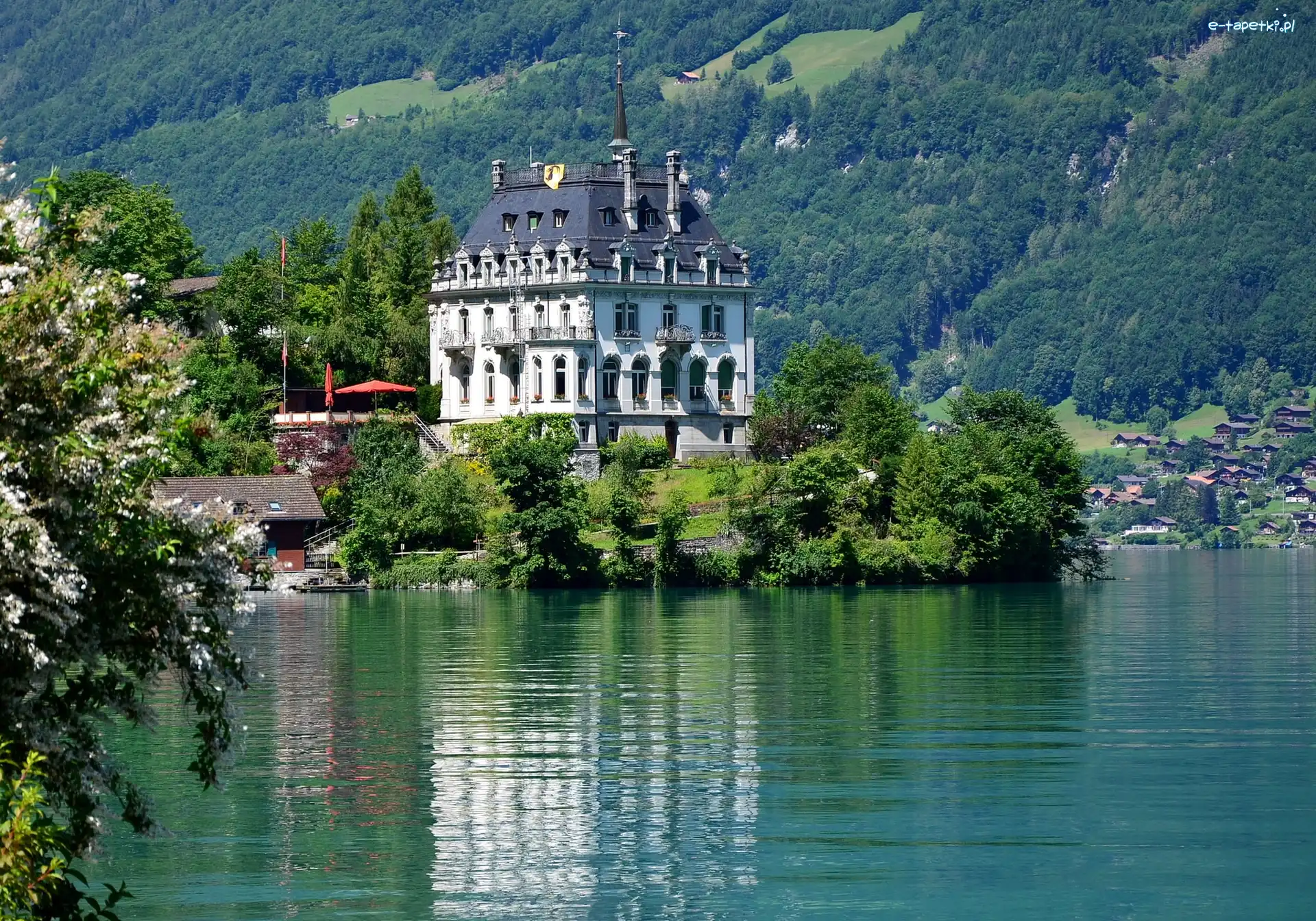 Jeziorem, Iseltwald, Nad, Brienz, Zamek, Szwajcaria