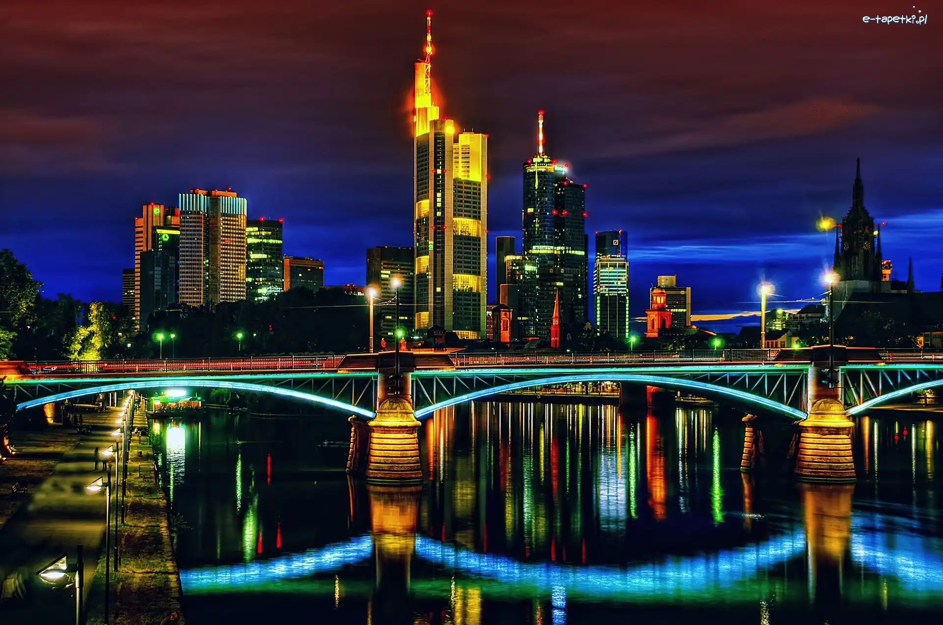 Niemcy, Most, Frankfurt, Miasta, Panorama