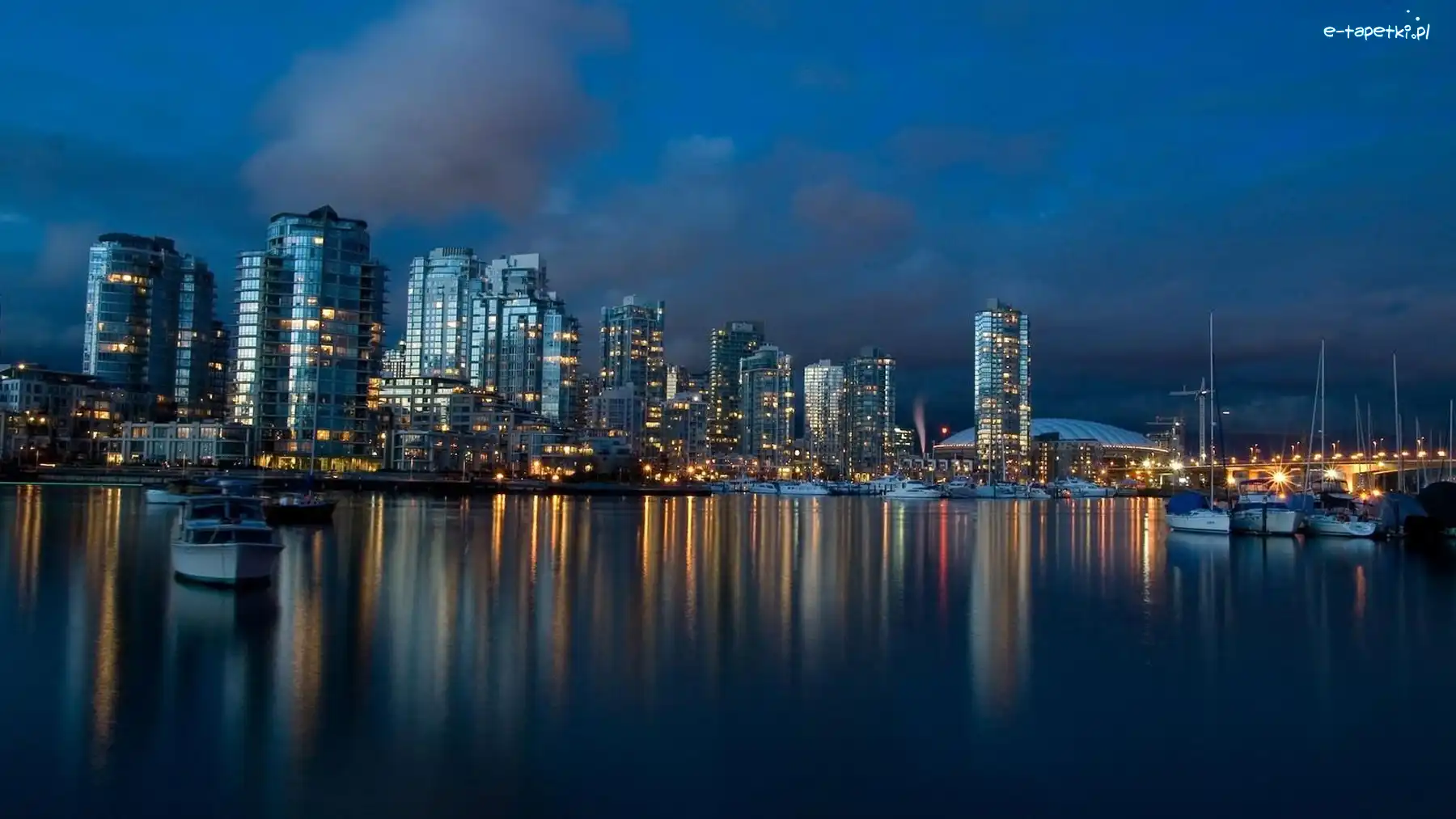 Nocą, Jacht, Drapacze Chmur, Vancouver
