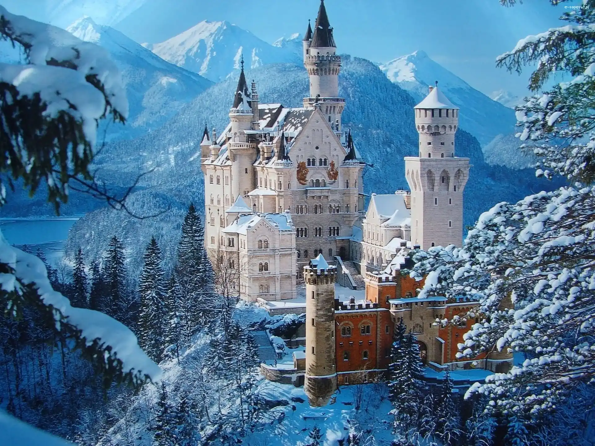 Schwangau, Neuschwanstein, W, Niemcy, Zamek, Zima