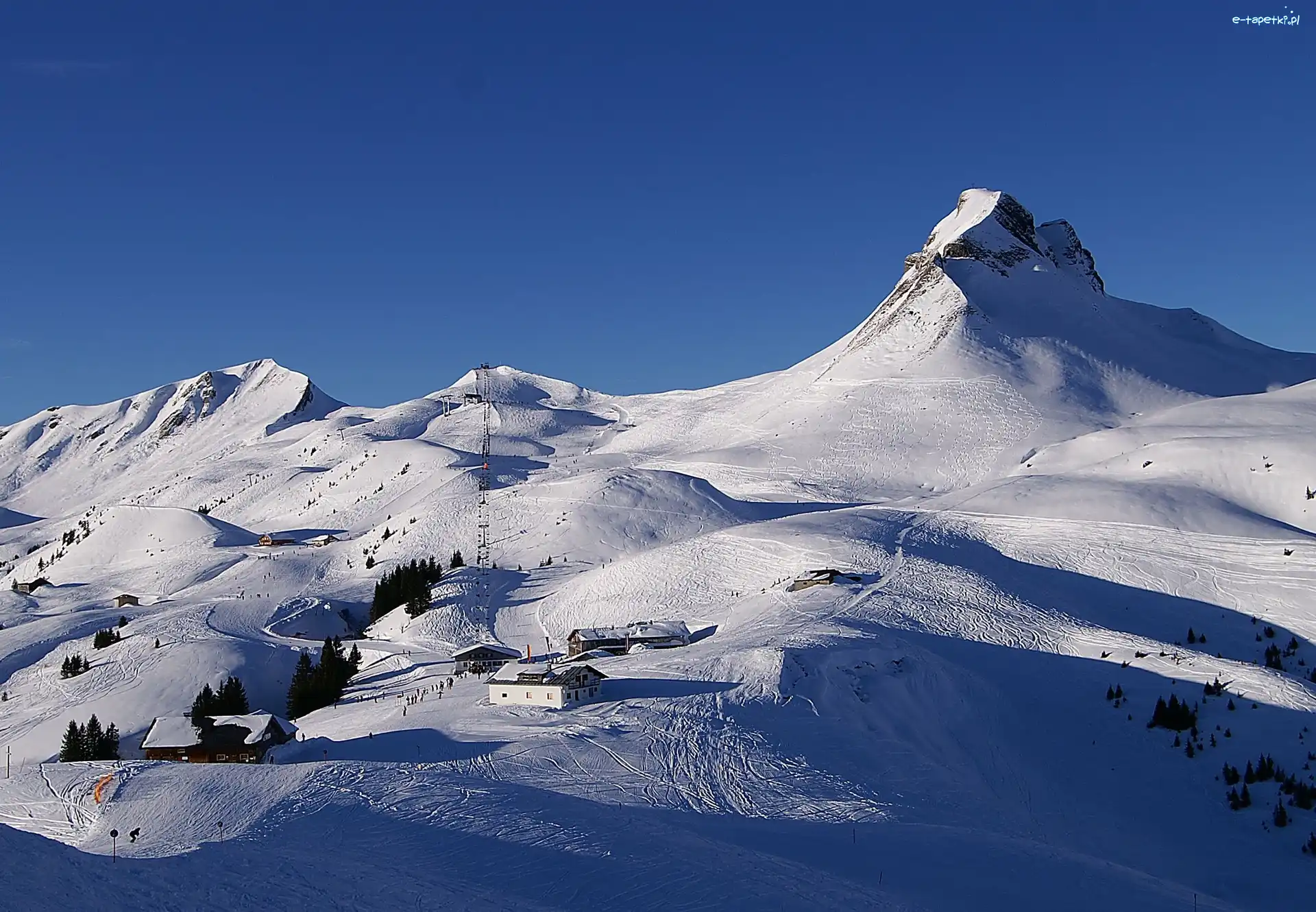 Zima, Śnieg, Góry, Austria, Damuls