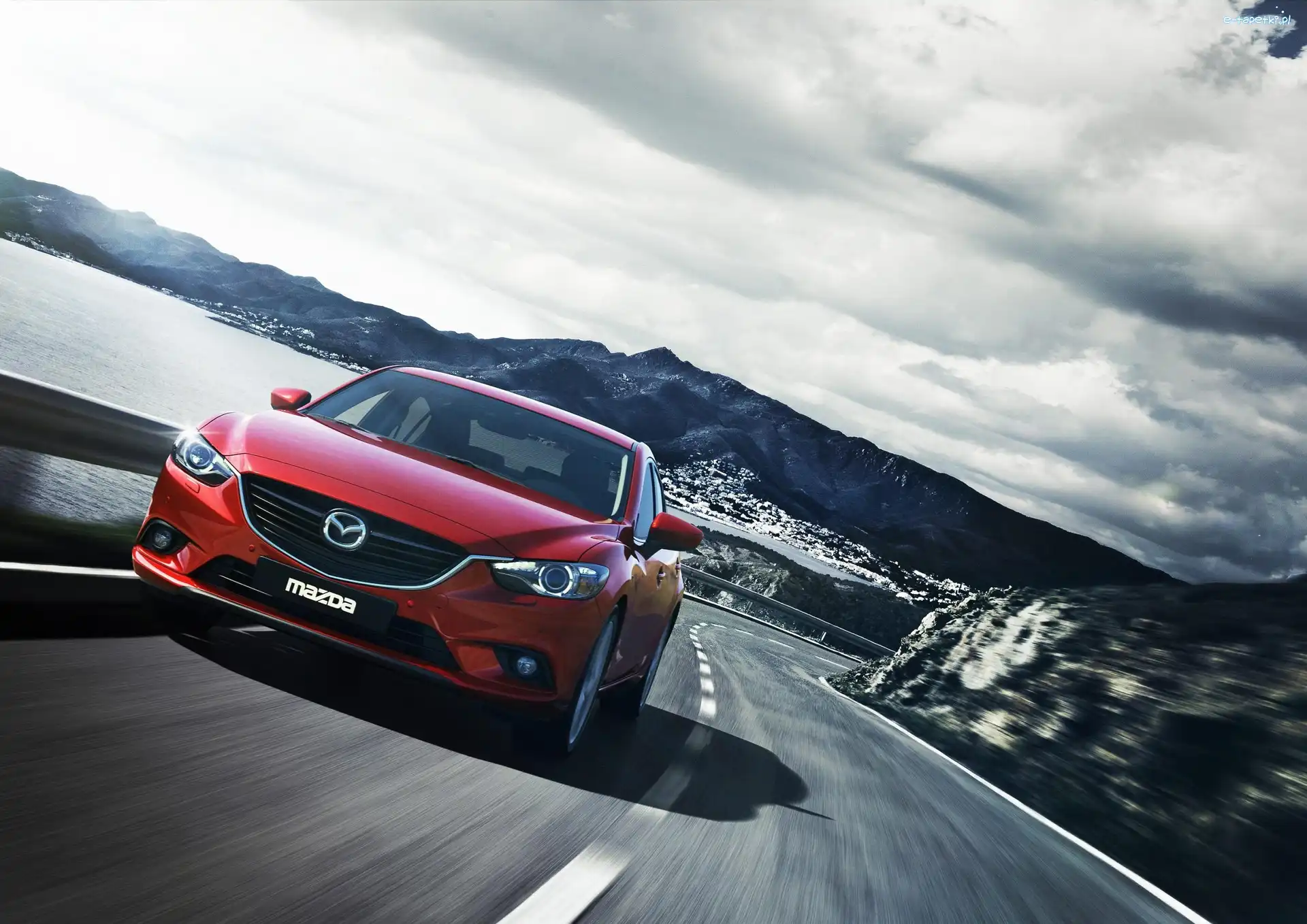 Droga, Chmury, Woda, Mazda 6