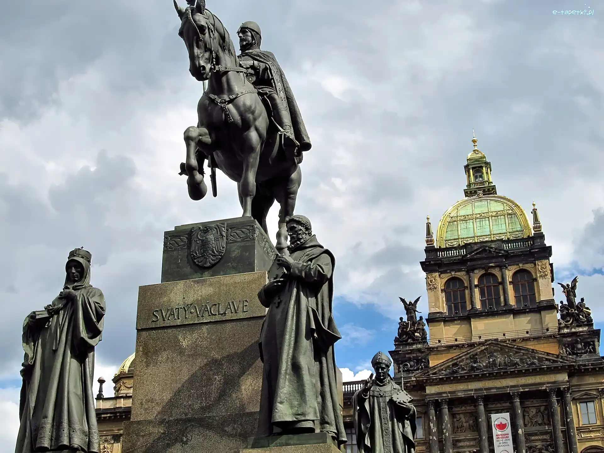 Czechy, Posąg, Praga, Muzeum Narodowe, Pomnik Świętego Wacława