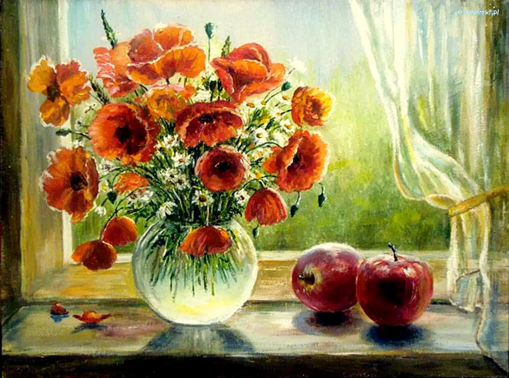 Jabłuszka, Maki, Wazon, Obraz