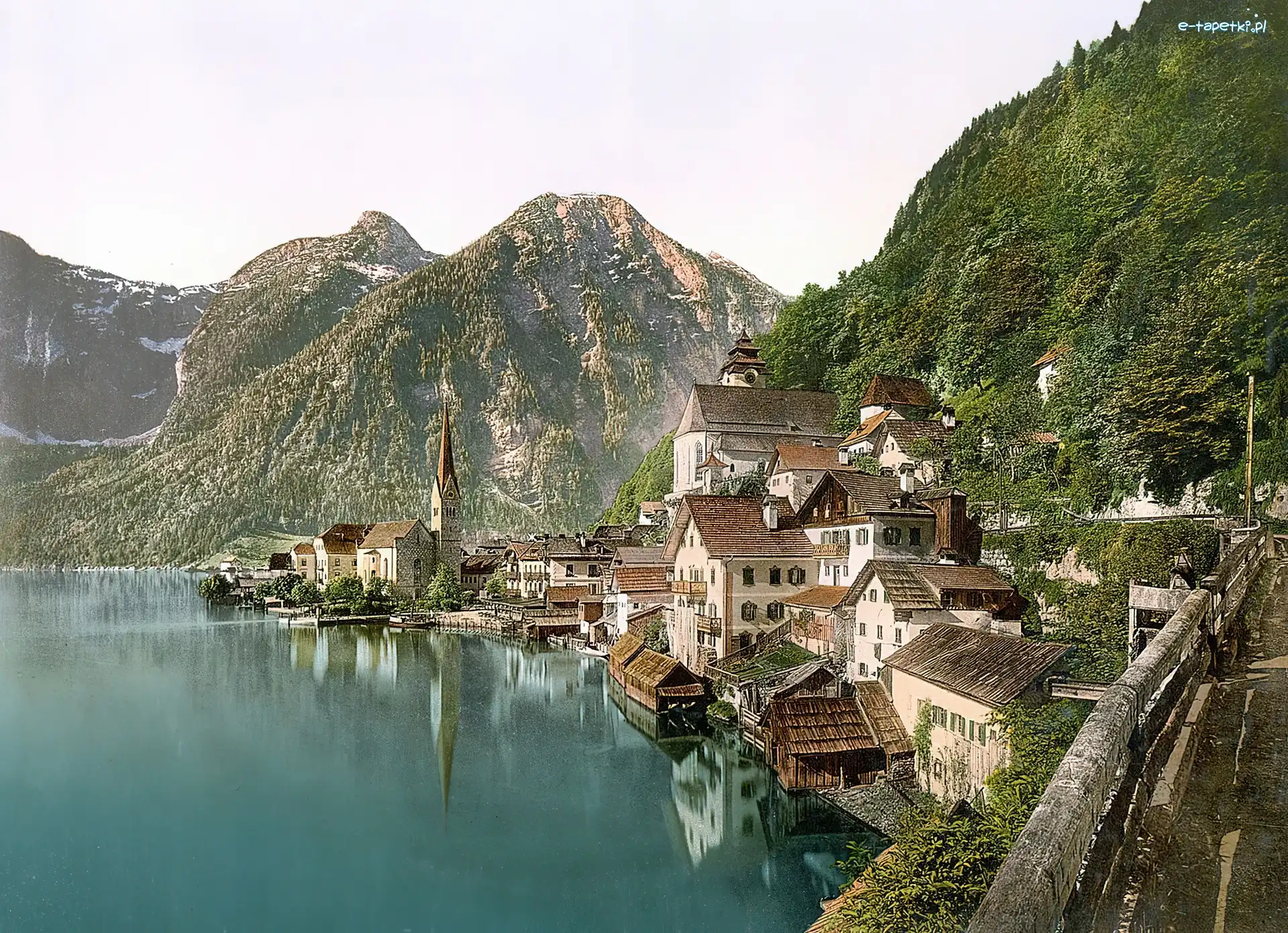 Jezioro, Zabudowanie, Góry, Austria, Hallstatt