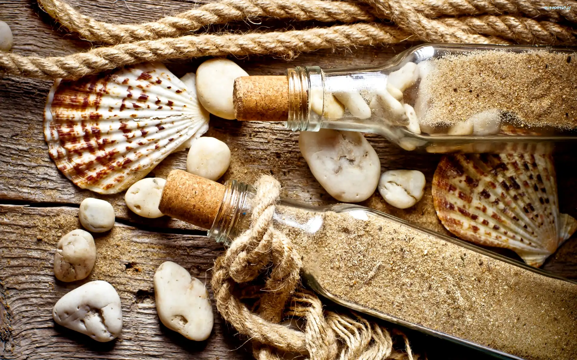 Butelki, Kamyki, Muszelki, Dekoracja