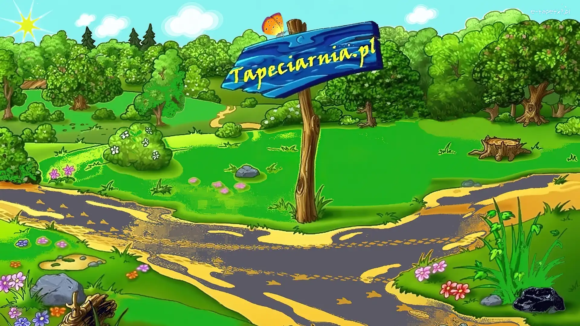 Komputerowa, Las, Droga, Grafika