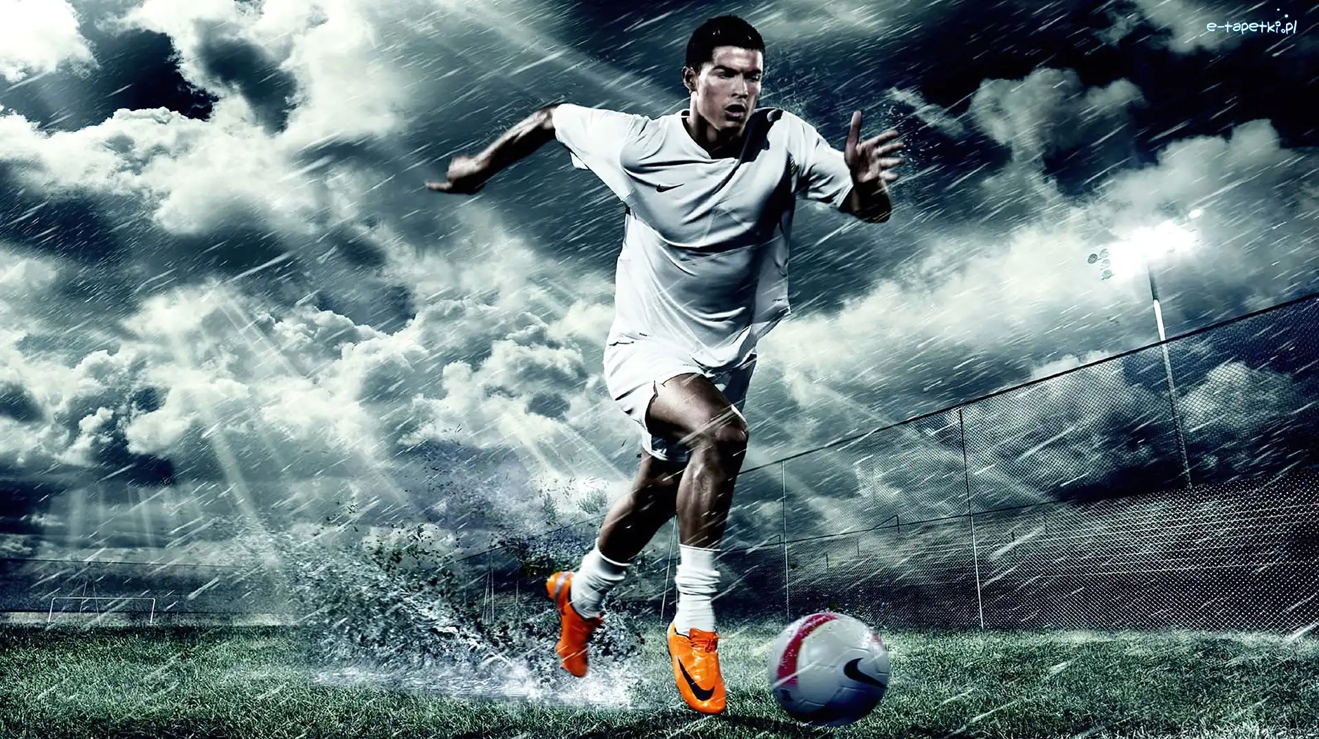 Piłkarz, Deszcz, Boisko, Cristiano Ronaldo