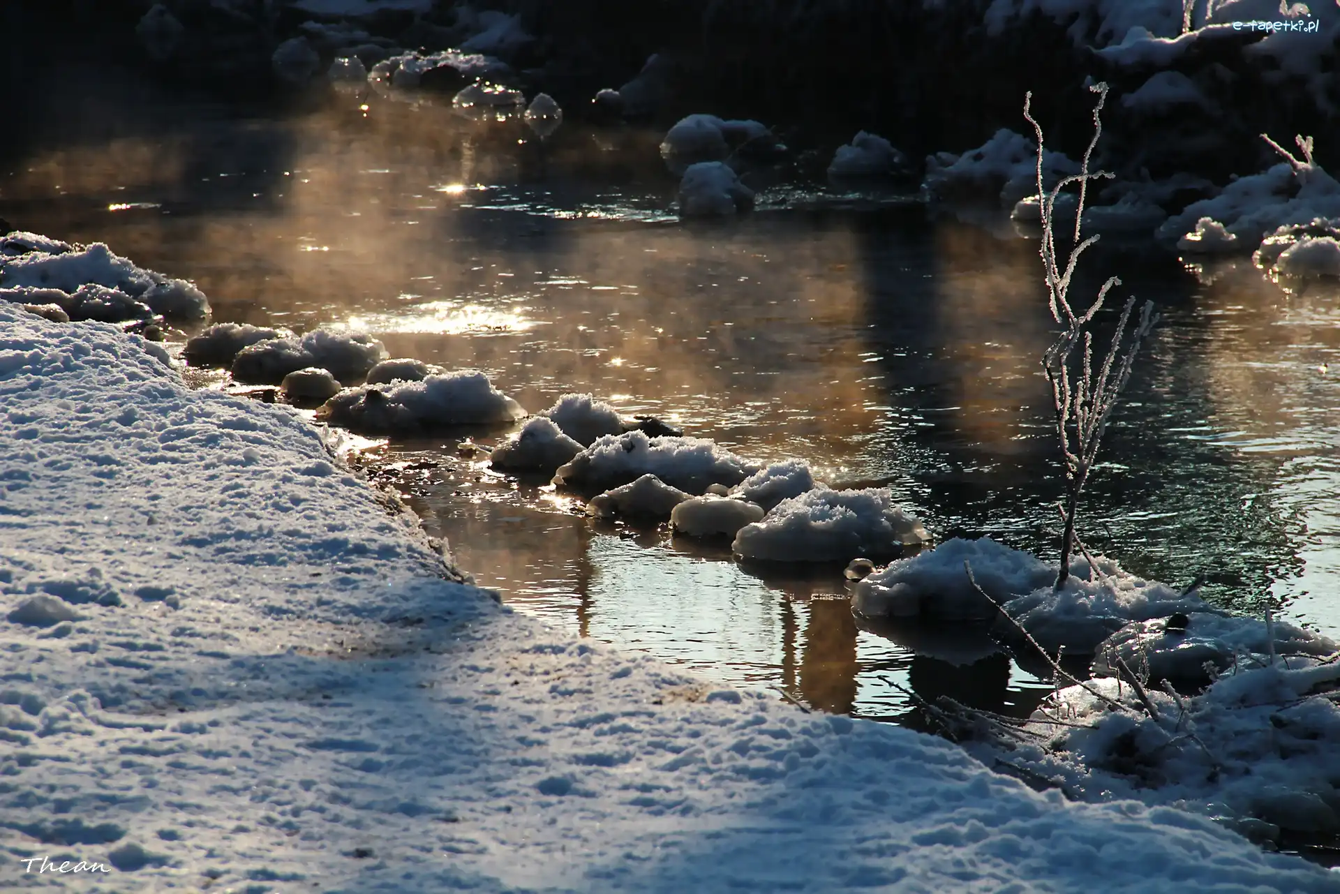 Śnieg, Strumyk, Zima, Kamienie, Oblodzone