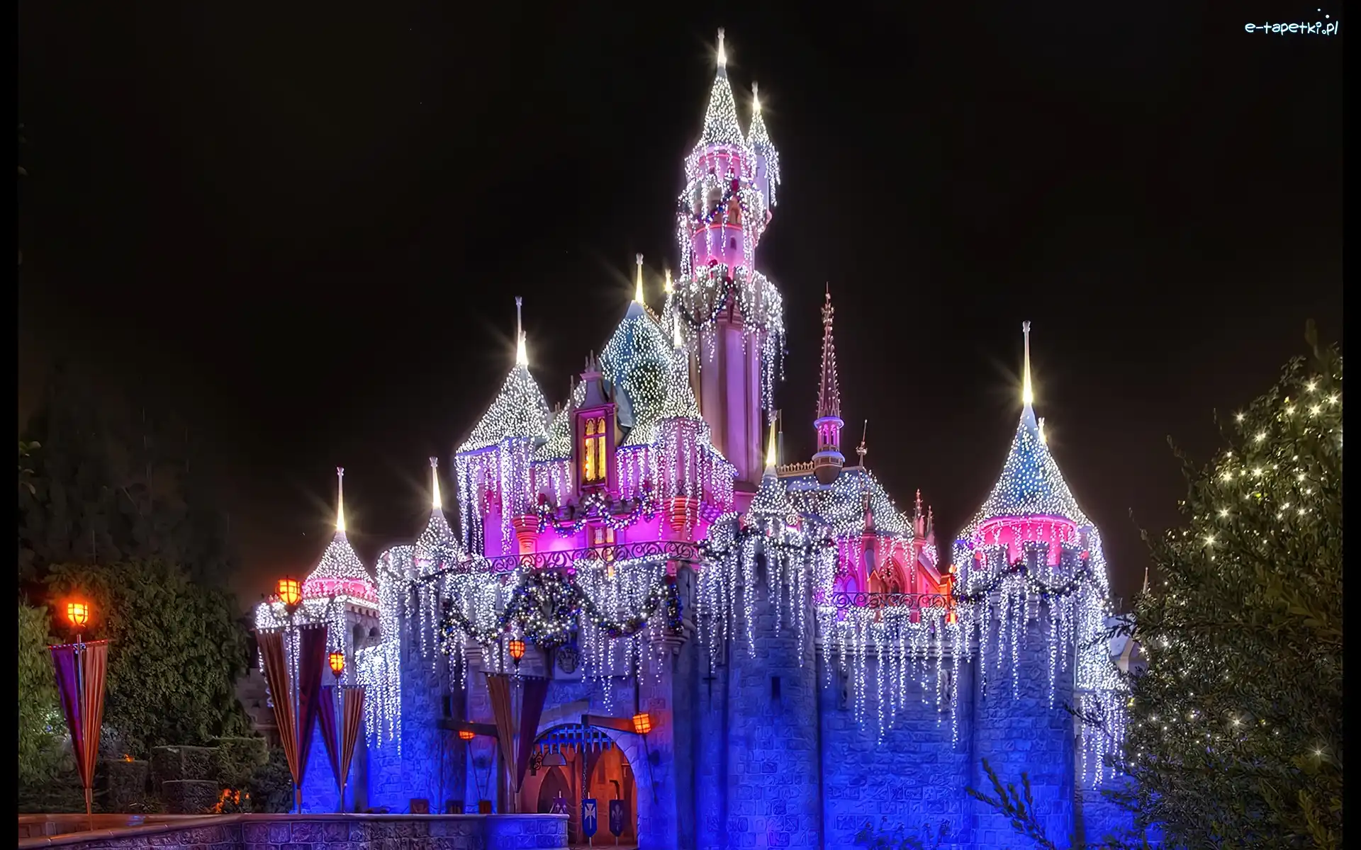Światła, Disneyland, Zamek, Kolorowe