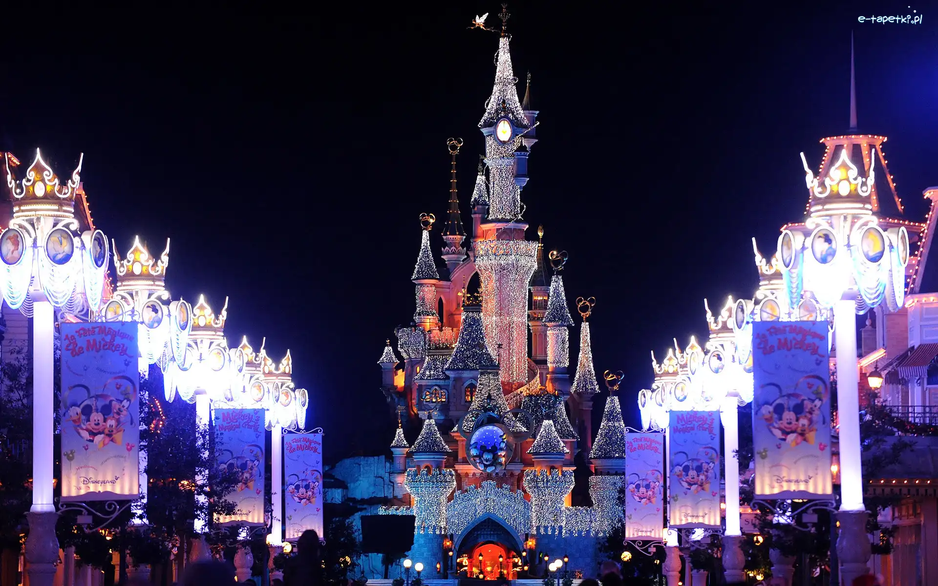 Disneyland, Światła, Paryż, Zamek