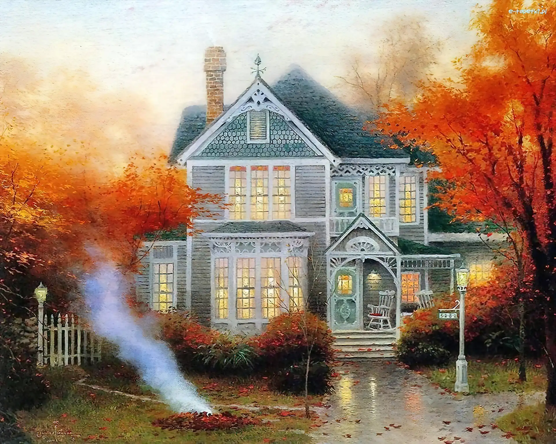 Thomas Kinkade, Jesień, Dom