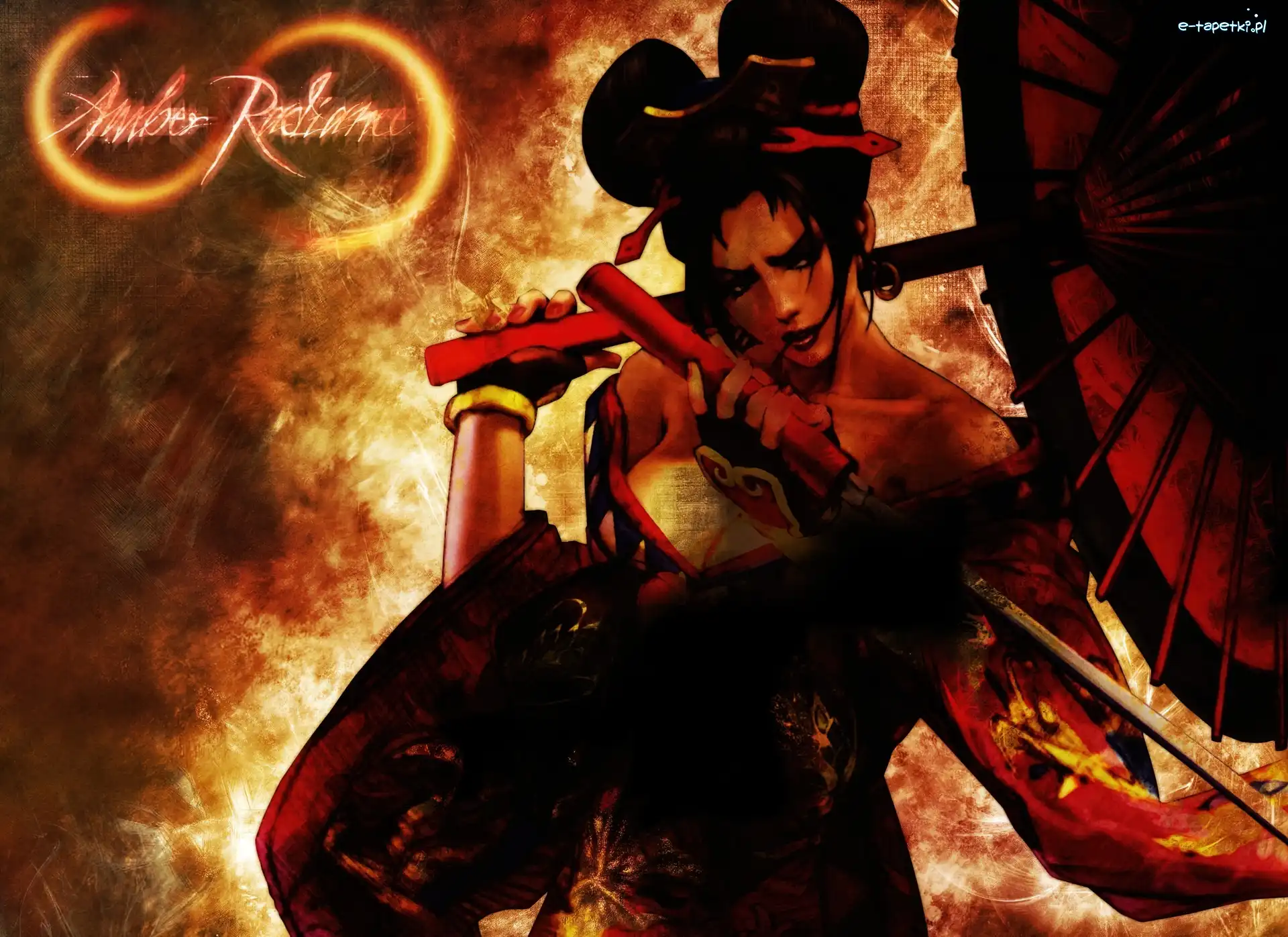 Kobieta, Soul Calibur, Setsuka, Ogień, Parasol