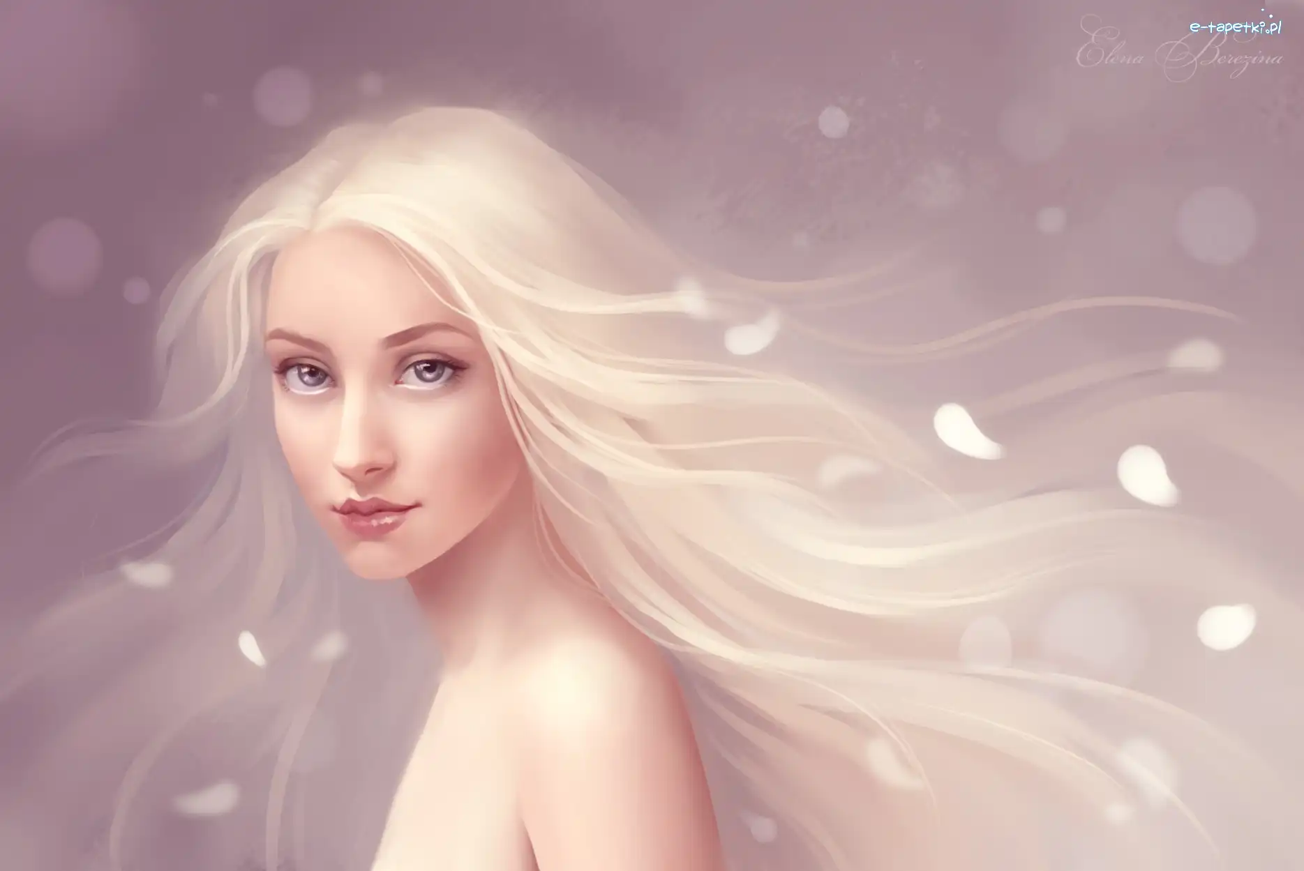 Blondynka, Grafika, Spojrzenie, Kobieta