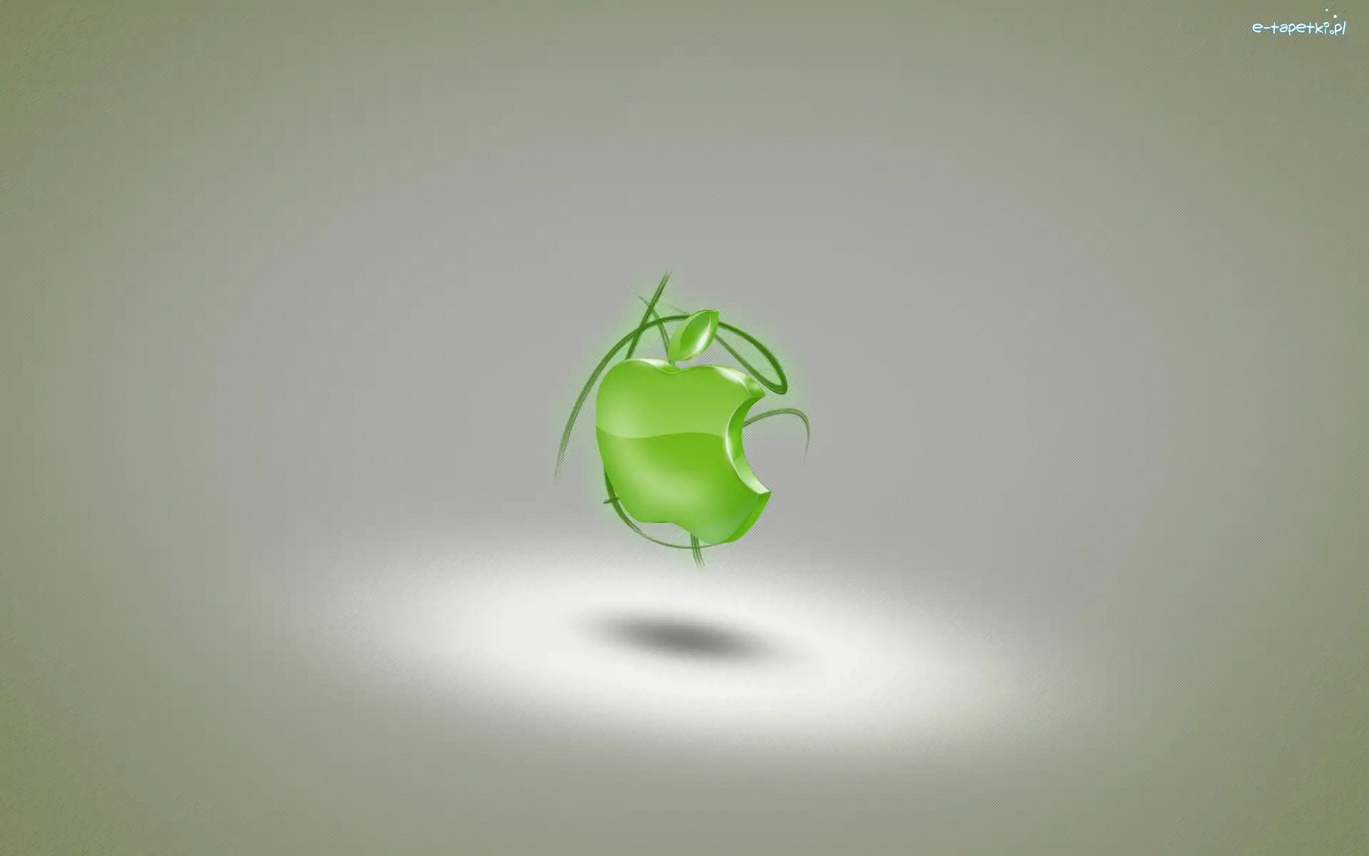 Logo, Zielone, 3D, Apple