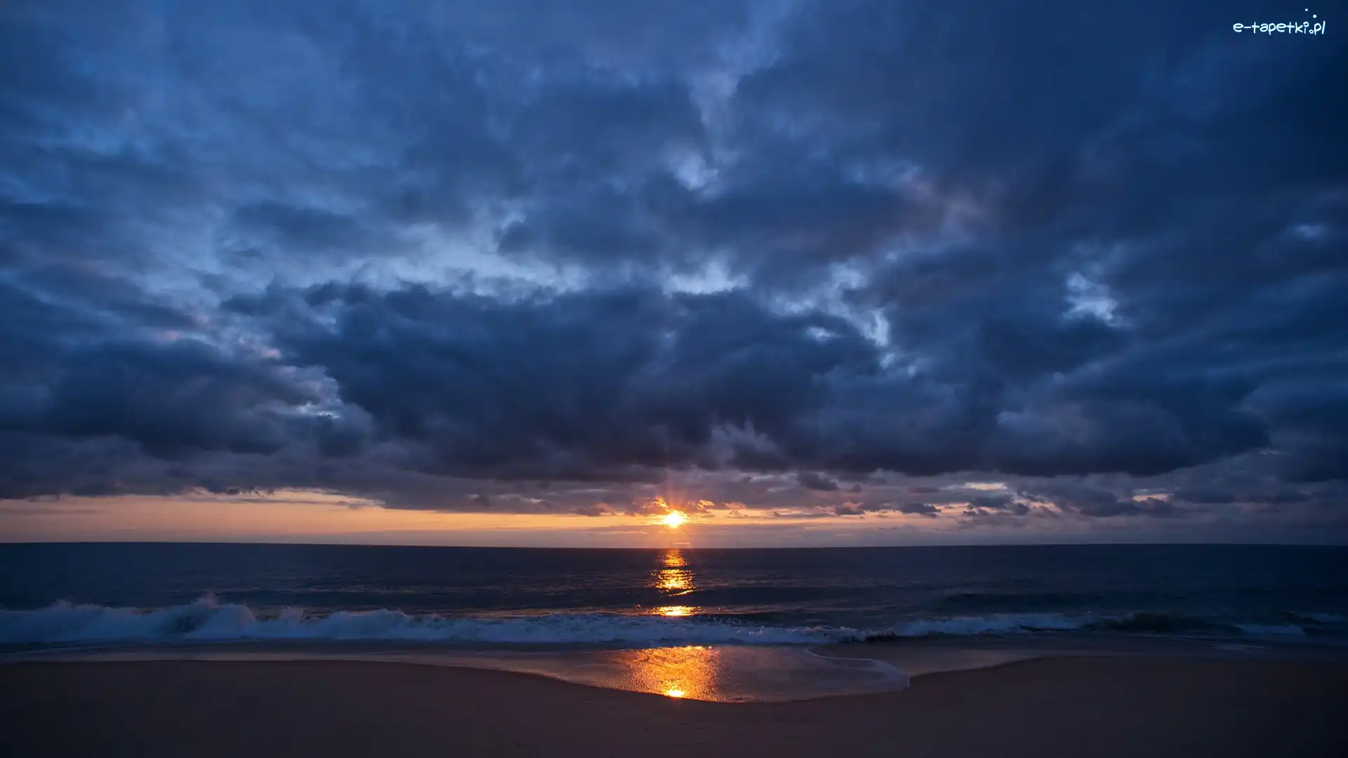 Słońca, Plaża, Ocean, Zachód