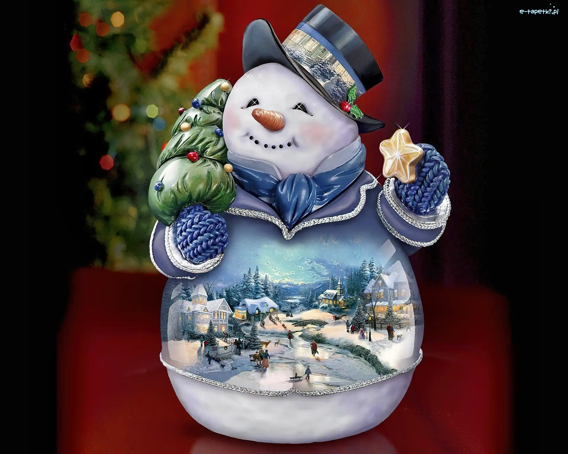 Bałwanek, Świąteczny, Porcelanowy