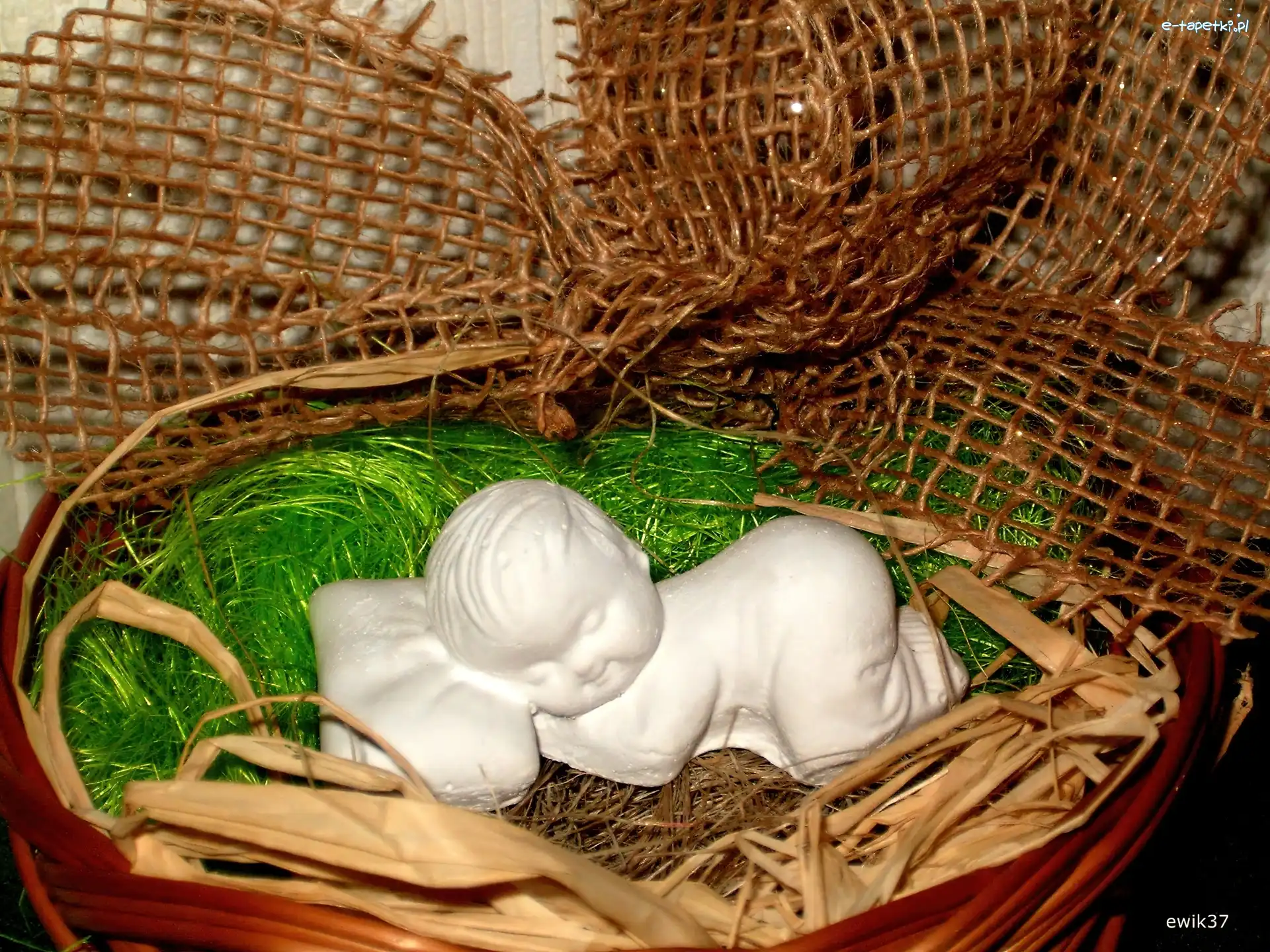 Świąteczna, Figurka, Ozdoba, Wstążka, Złota