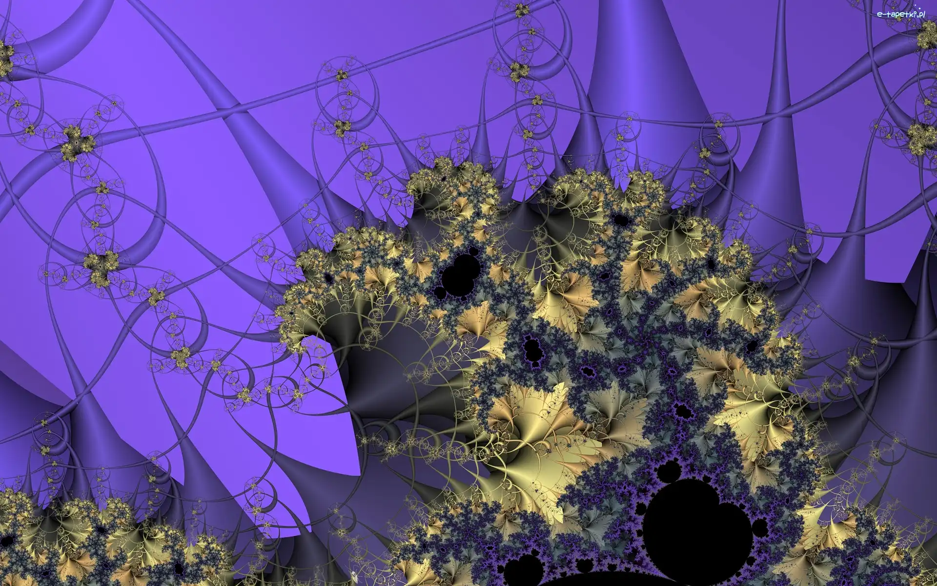Grafika, Abstrakcja, Fioletowo-żółta, Mandelbrota, Fraktal