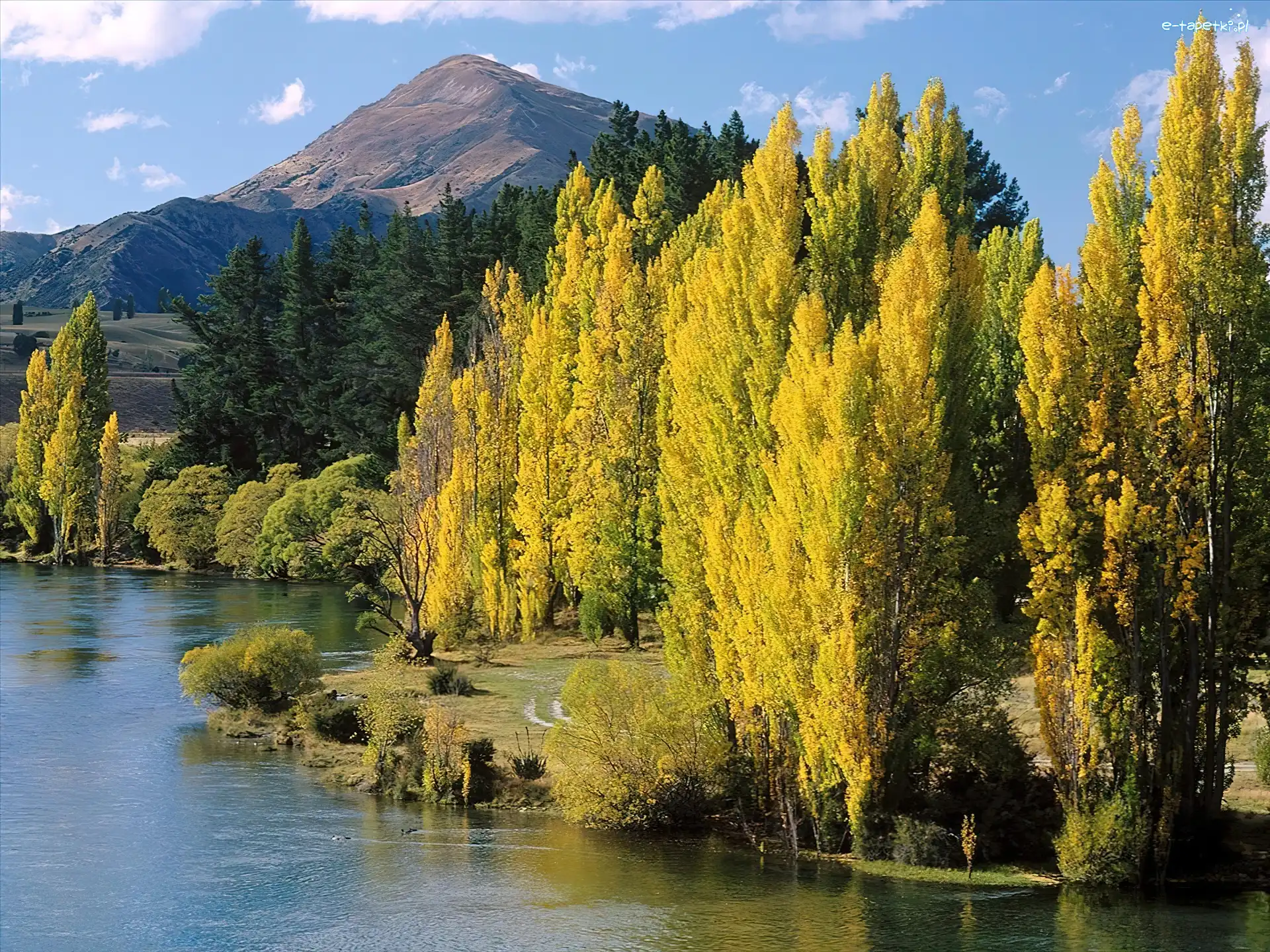 Jezioro, Góry, Drzewa, Nowa Zelandia, Wanaka