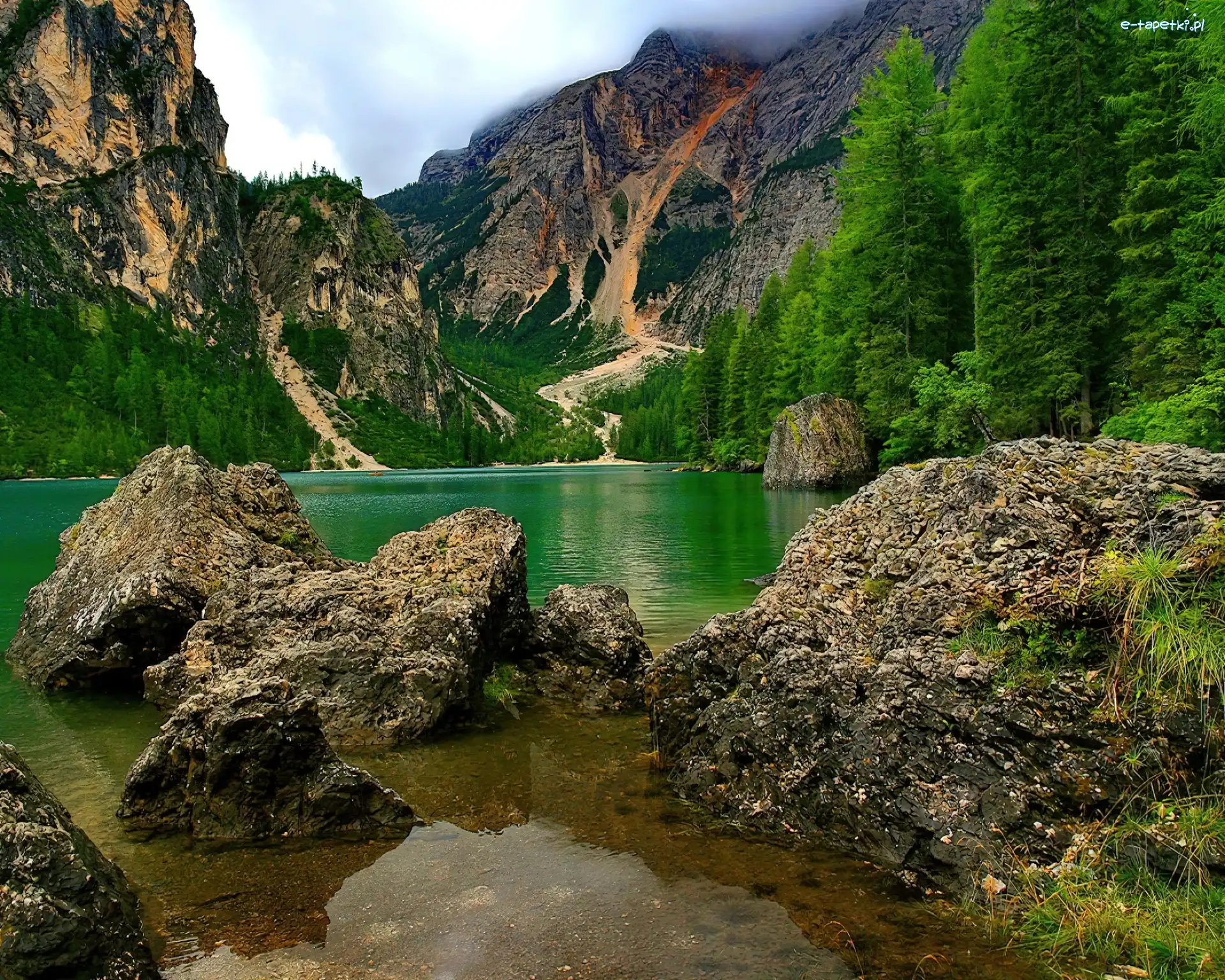 Jezioro, Kamienie, Lasy, Góry