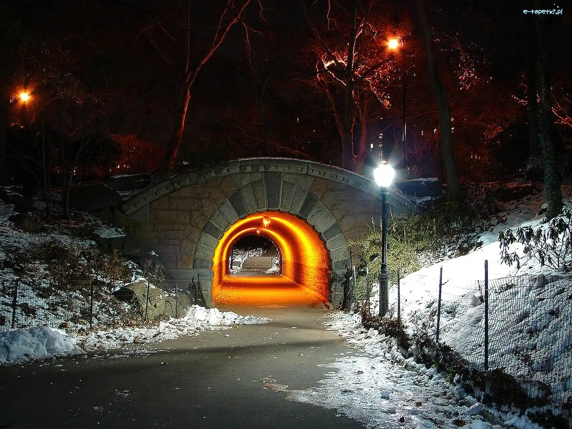 Droga, Światło, Tunel, Zima
