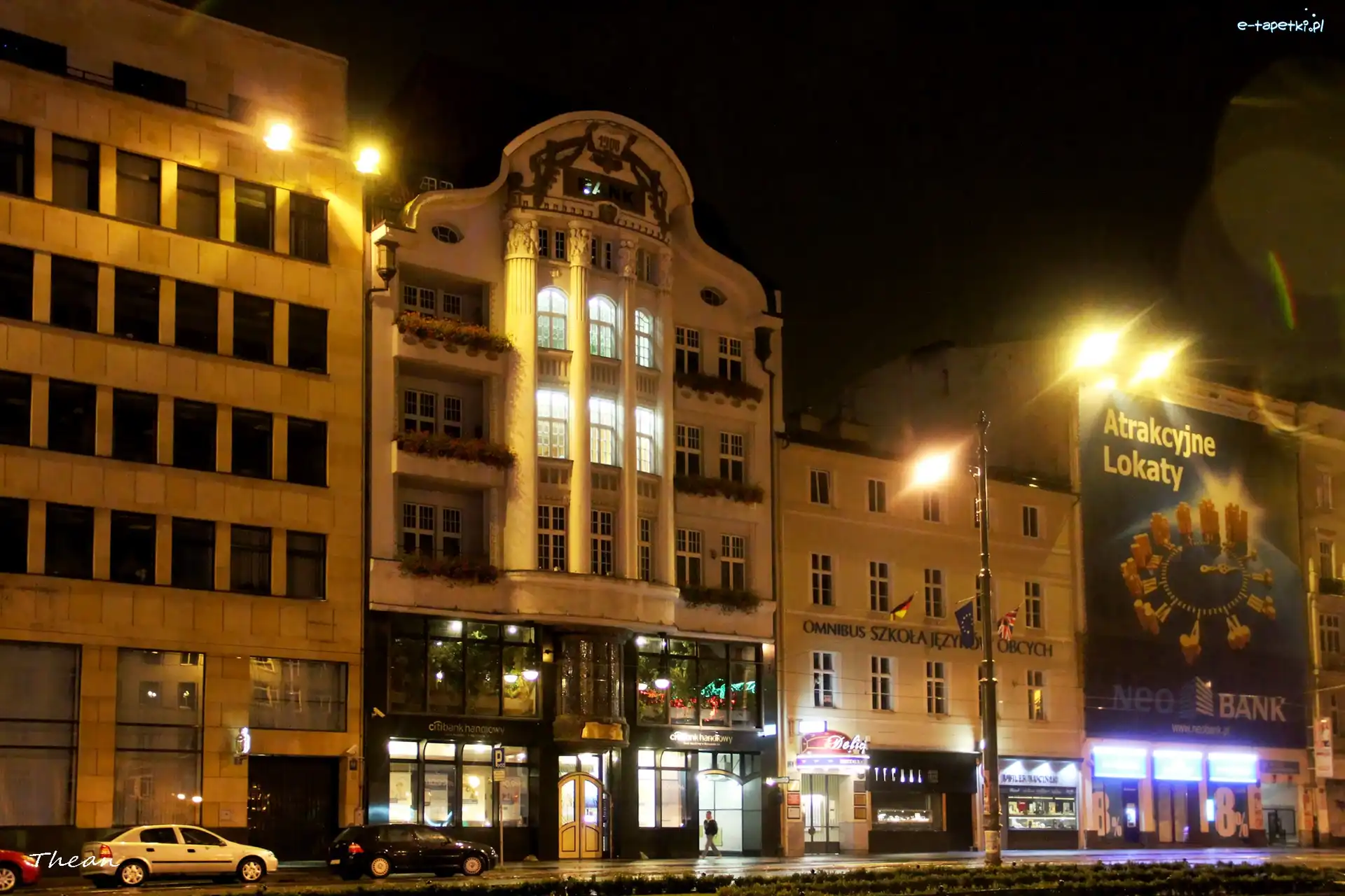 Ulica, Poznań, Nocą, Centrum, Budynki