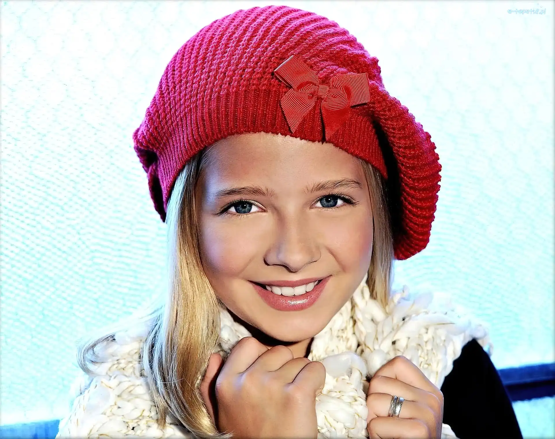 Niebieskie, Czapka, Uśmiech, Tło, Czerwona, Jackie Evancho