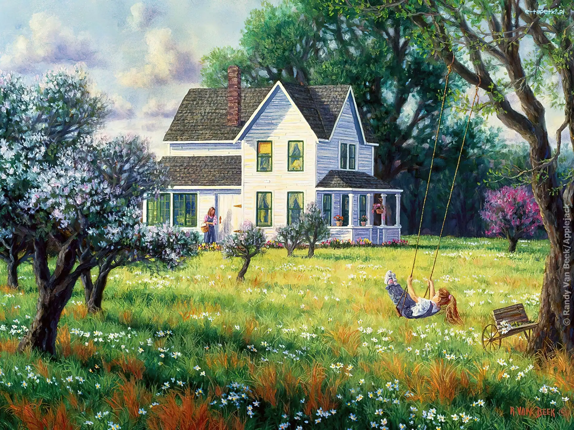 Ogród, Randy Van Beek, Huśtawka, Dom