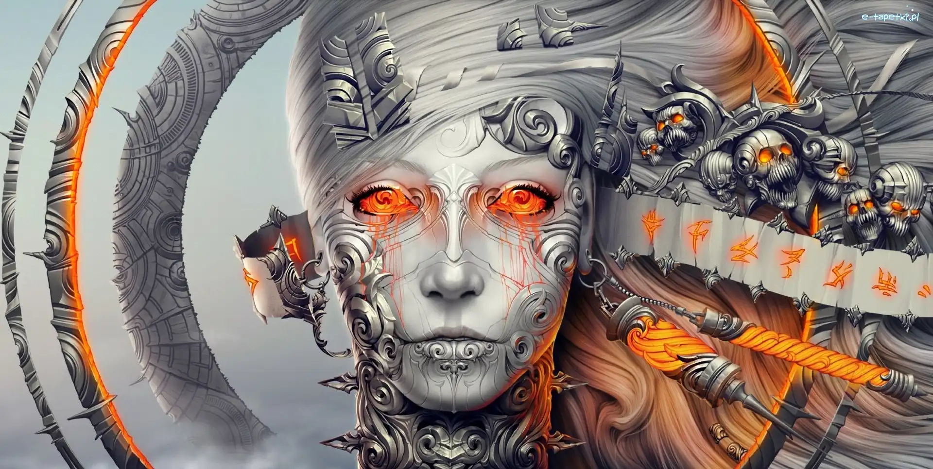 Fantasy, Robot, 3D, Grafika, Twarz, Kobieta