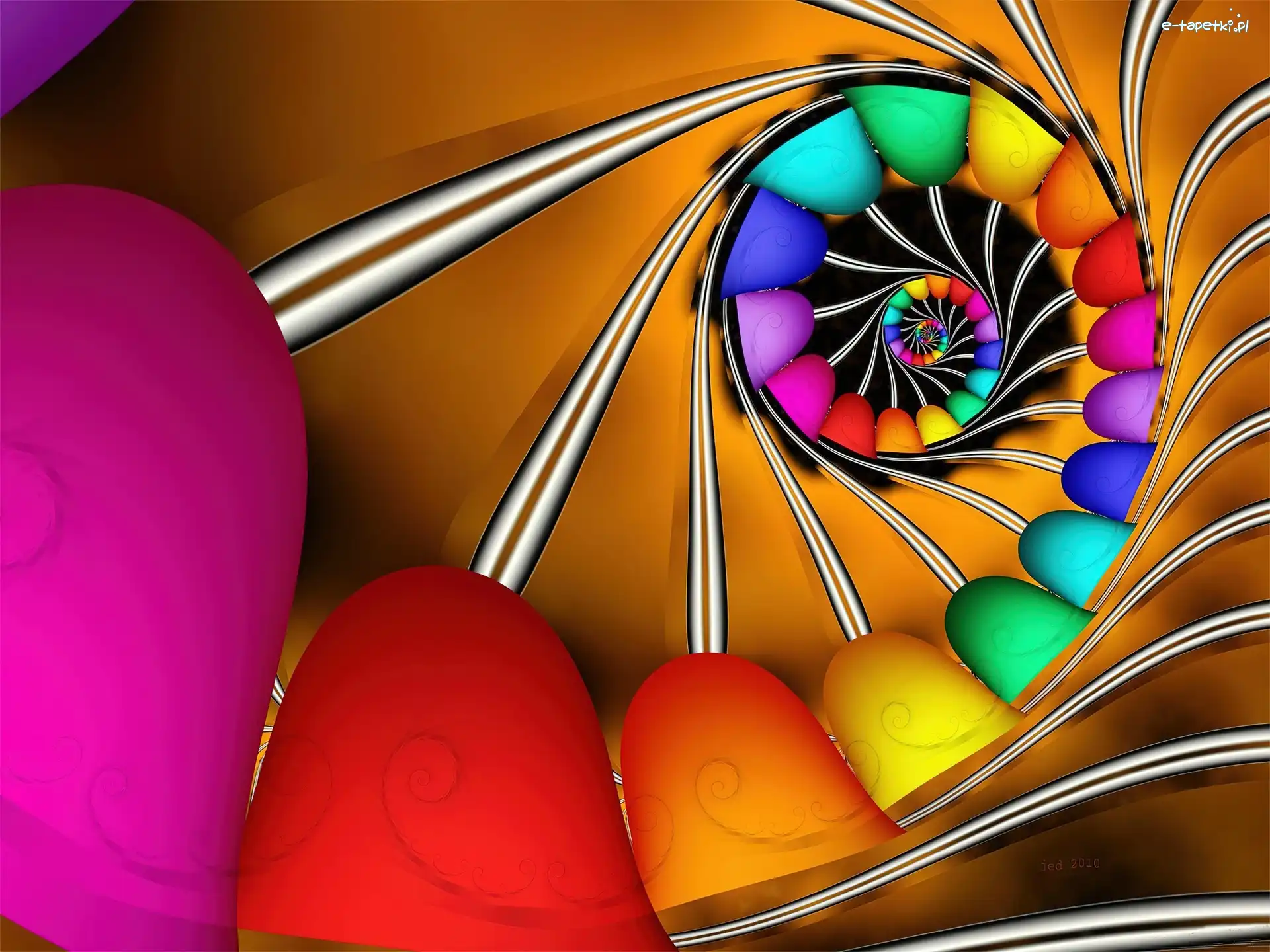 Spirala, Grafika, Abstrakcja, Tęczowa