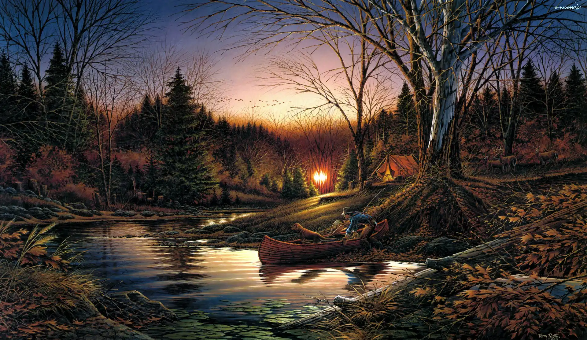 Obraz, Terry Avon Redlin, Reprodukcja, Sadzawka, Las