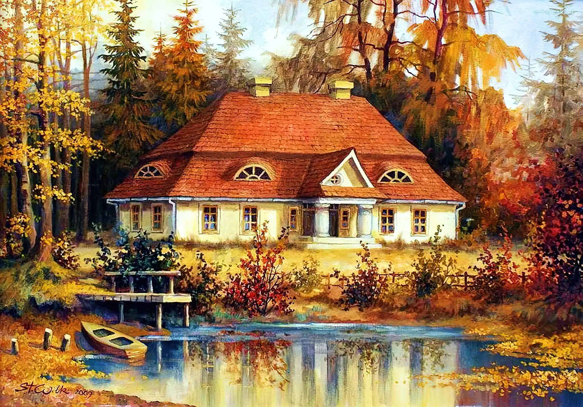 Dworek, Staw, Jezioro, Dom