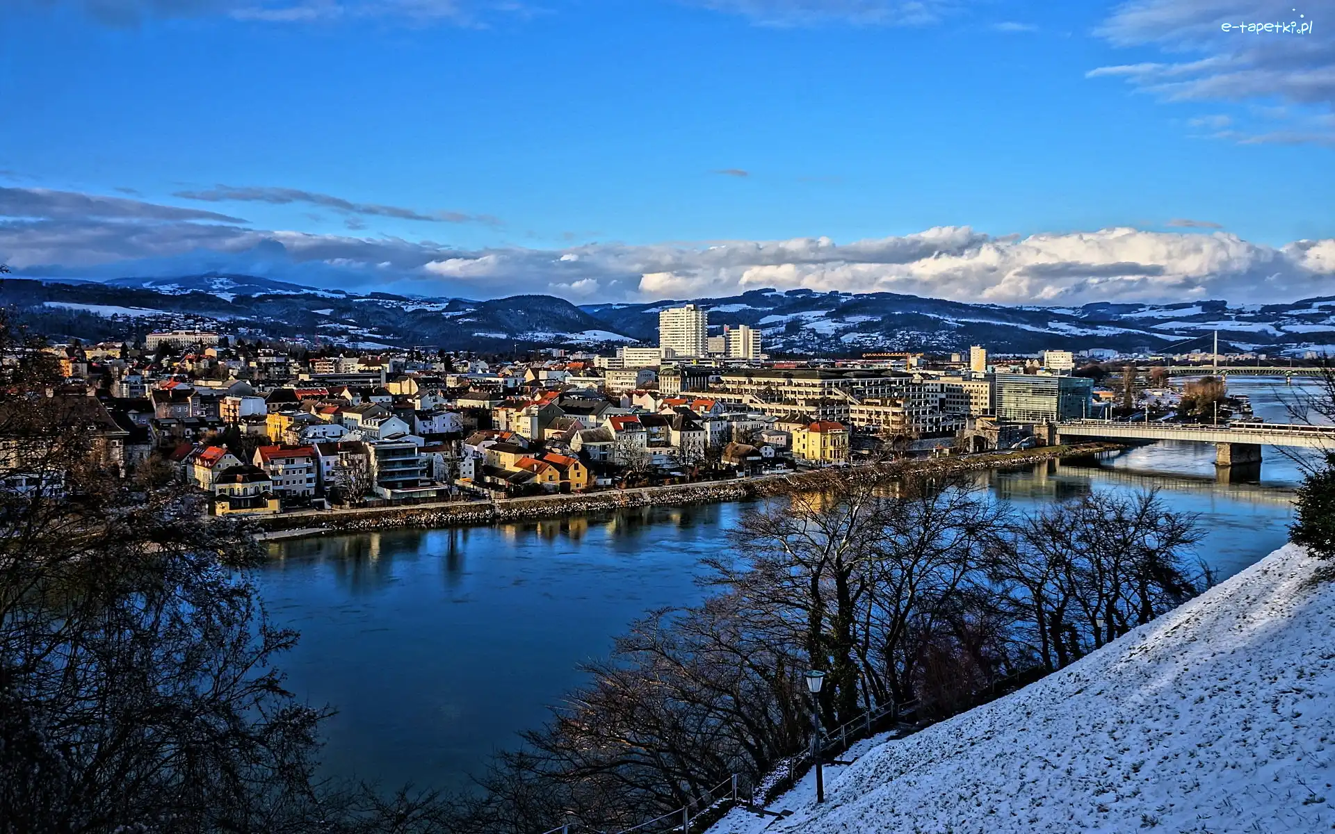 Zima, Miasto, Rzeka, Austria, Góry
