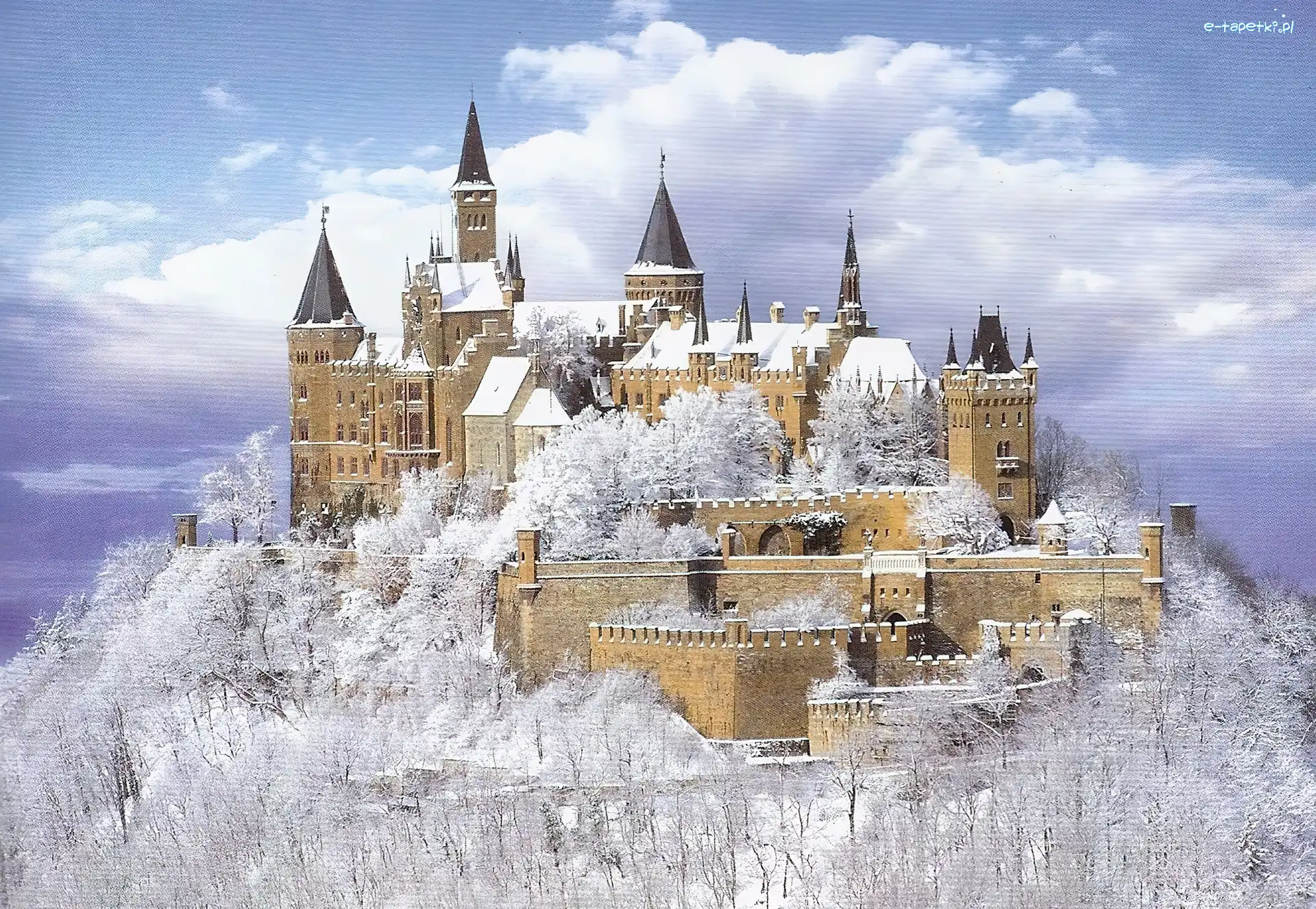 Zamek, Niemcy, Burg Hohenzollern, Zima
