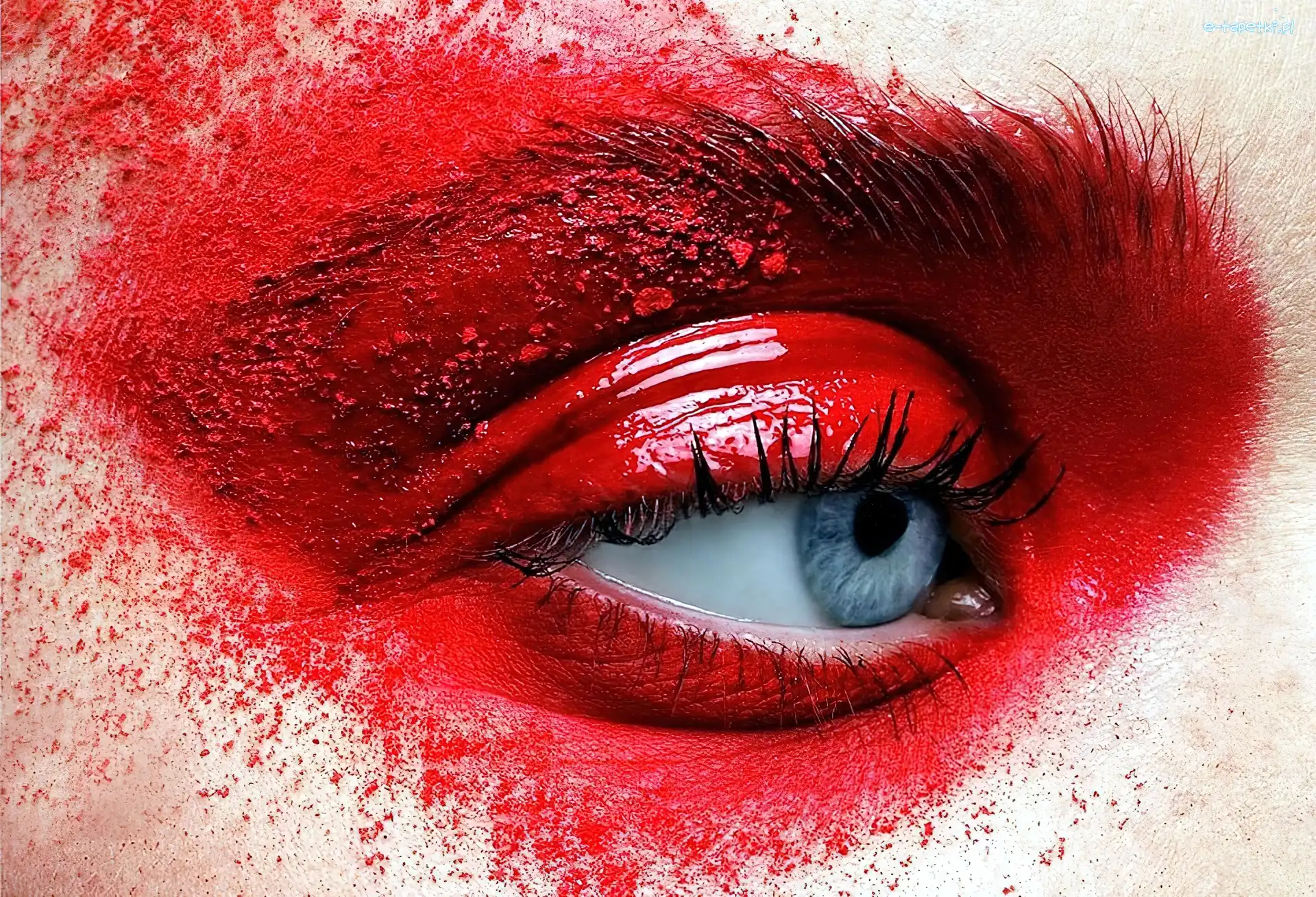 Bodypainting, Farba, Czerwona, Oko