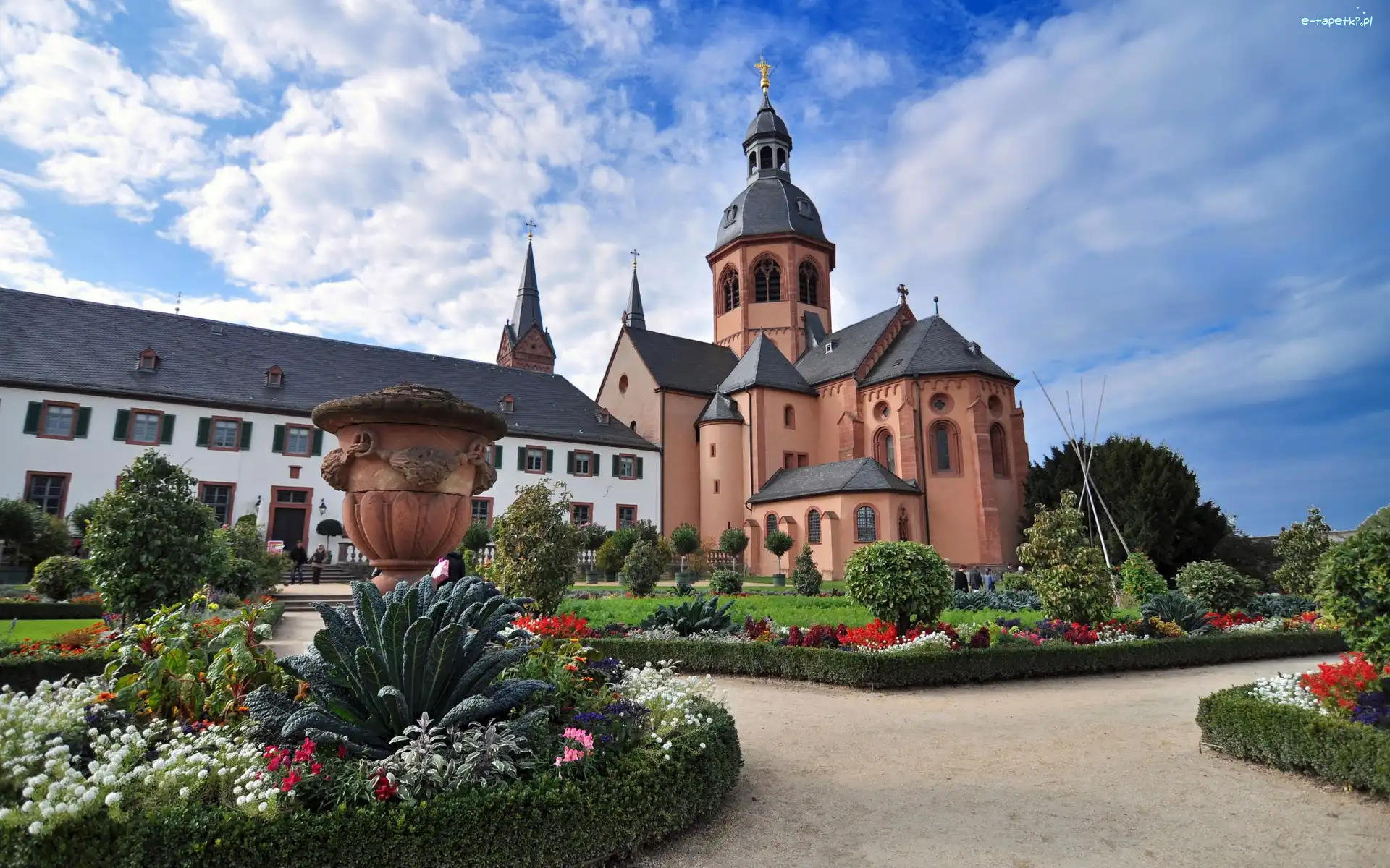 Kościół, Ogród, Klasztor, Niemcy, Hesja Seligenstadt