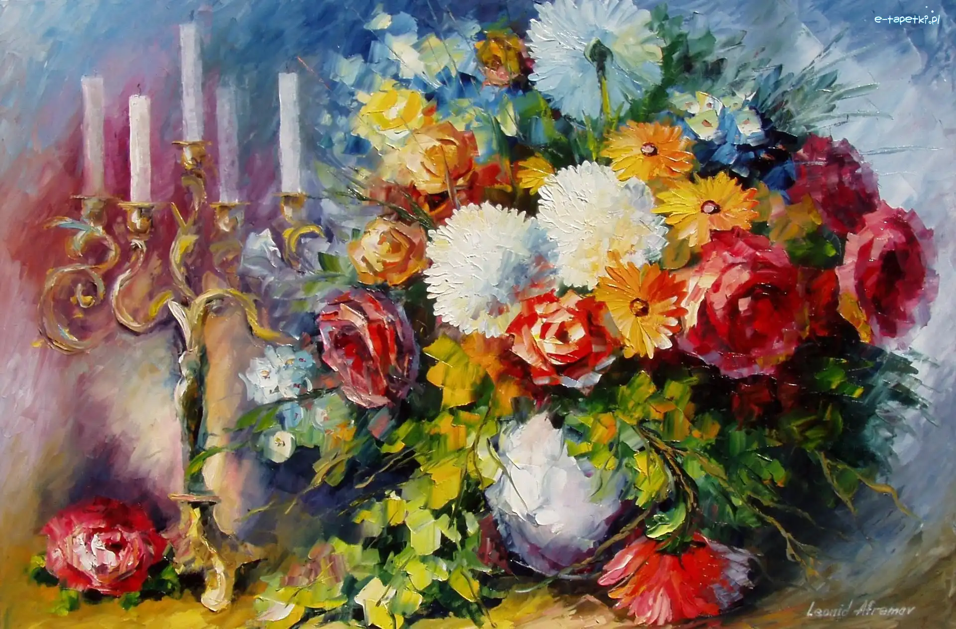 Leonid Afremov, Świecznik, Kwiaty