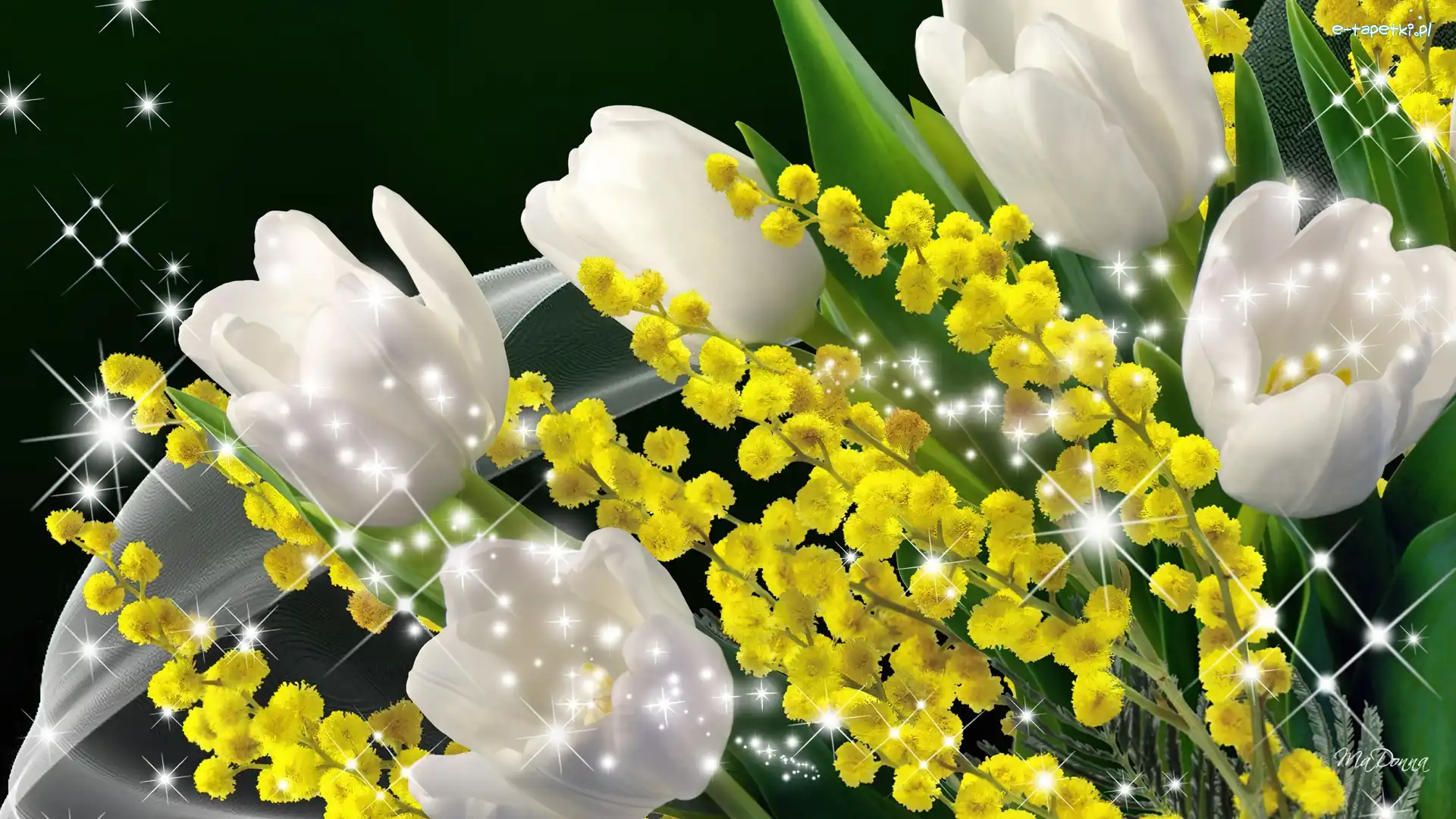 Białe, Refleksy, Tulipany, Art, Światła