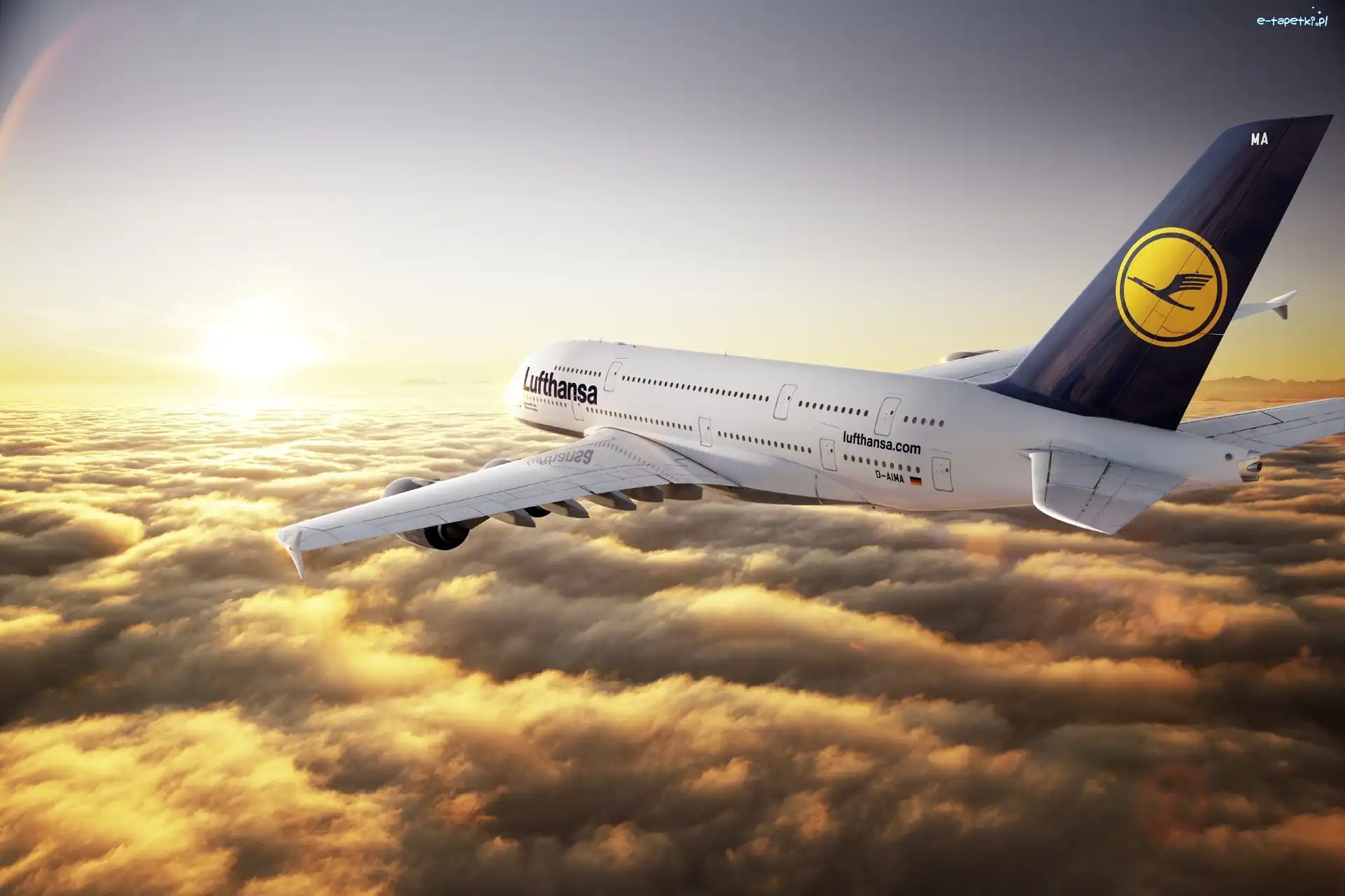 Airbus, Chmury, A380, Samolot
