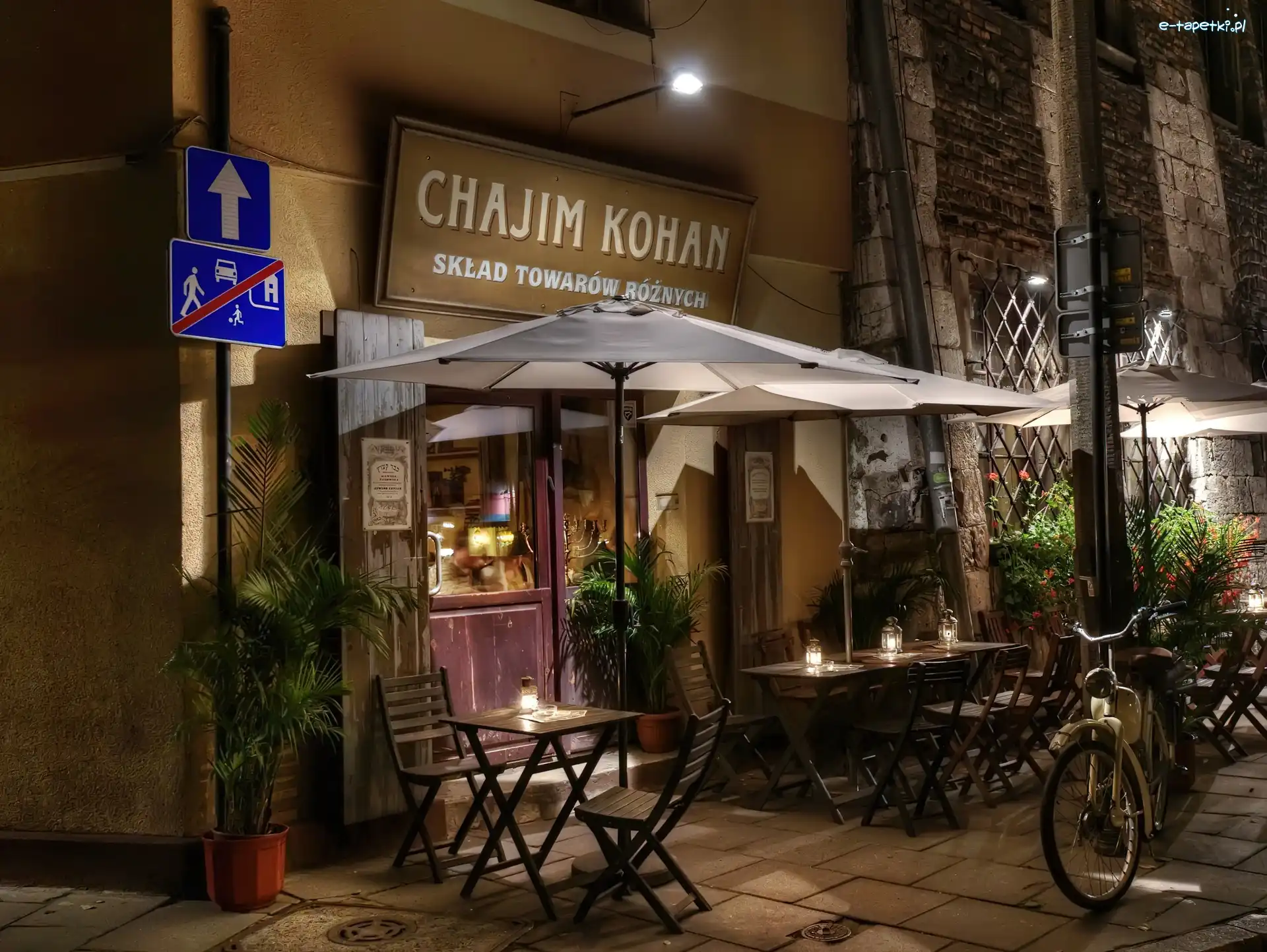 Kraków, Uliczka, Nocą, Polska, Sklep, Dom