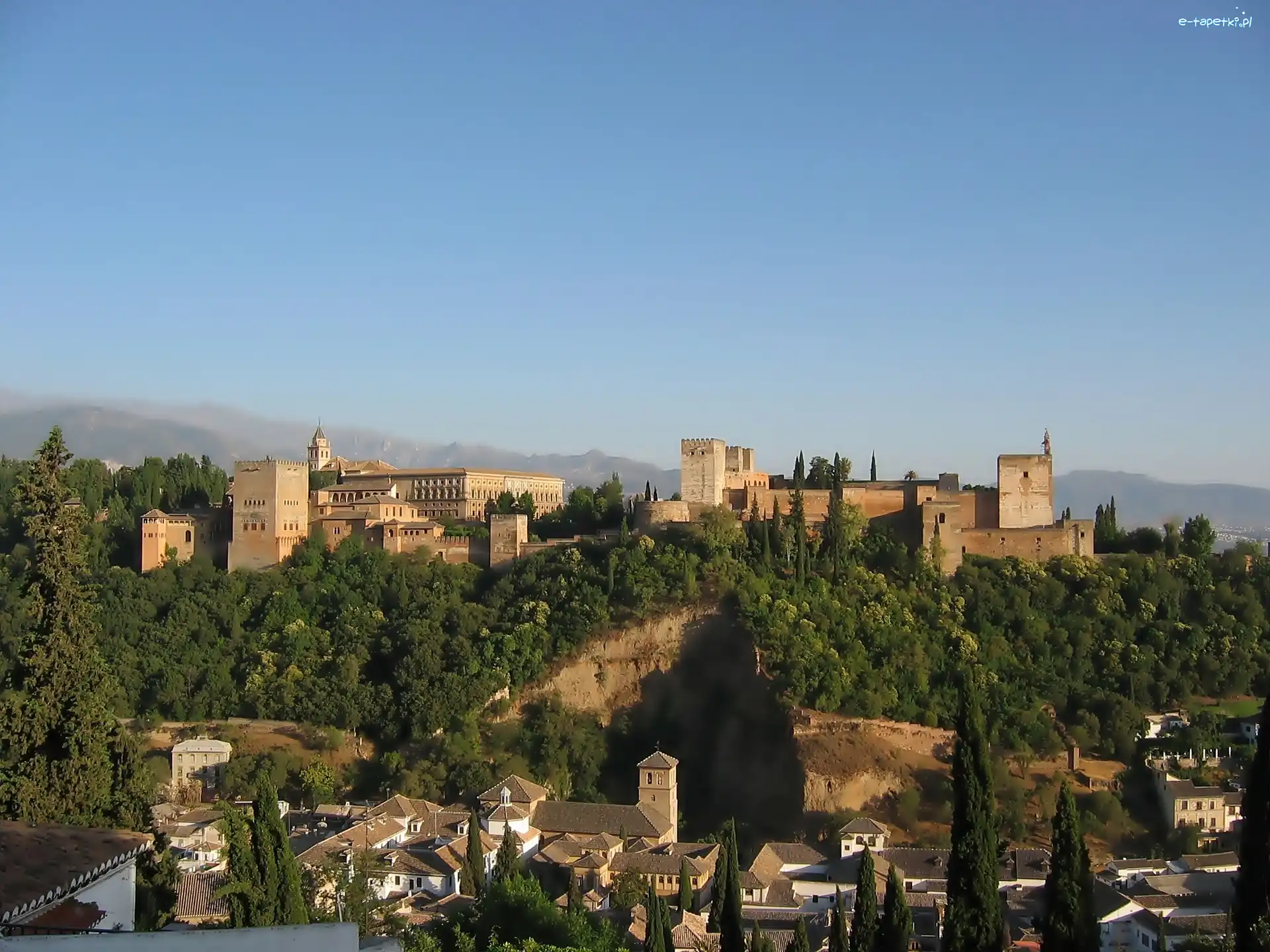 Warowny, Granada, Panorama, Andaluzja, Hiszpania, Alhambra, Miasta
